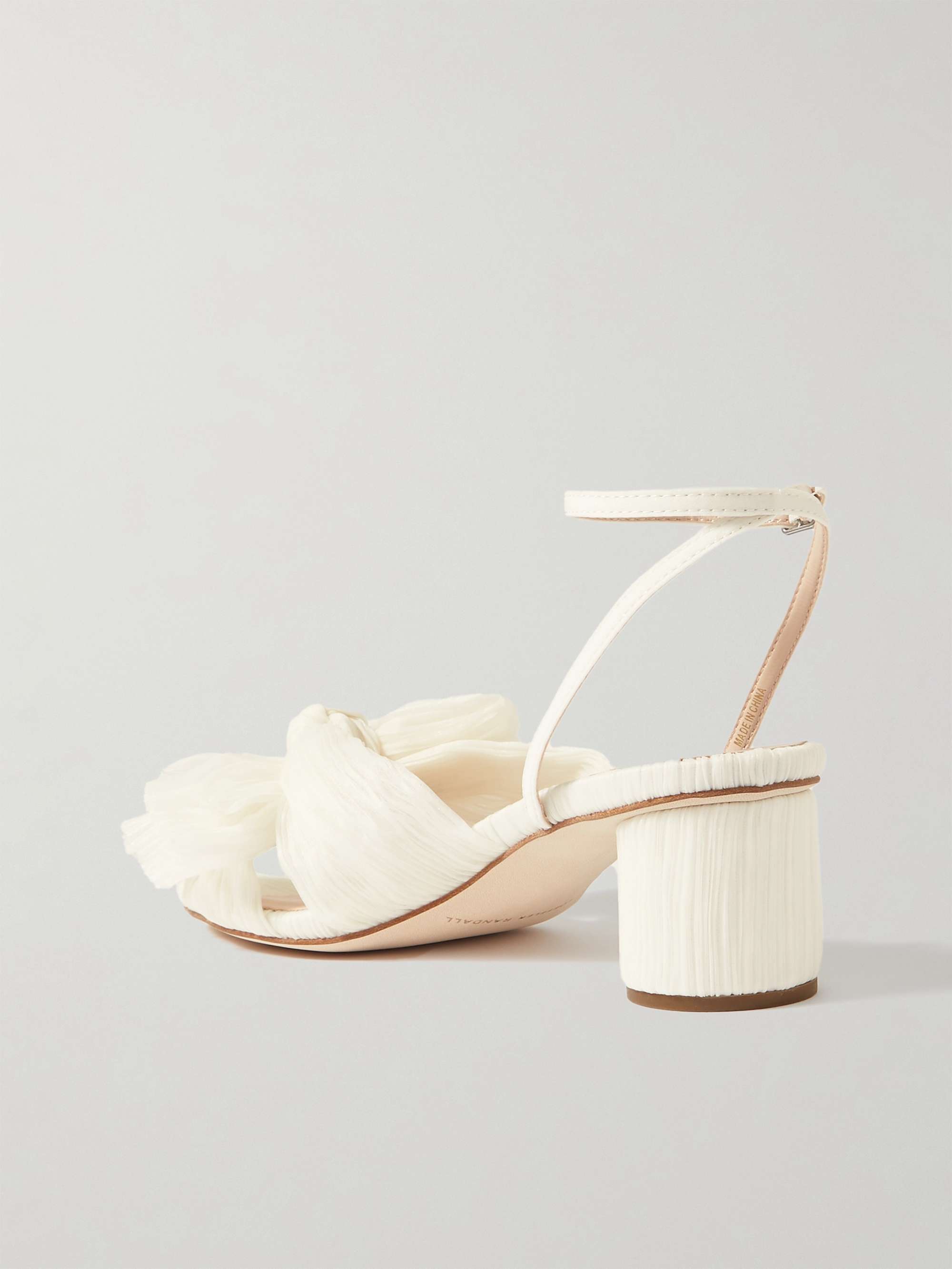 LOEFFLER RANDALL Dahlia faux leather-trimmed plissé-organza sandals