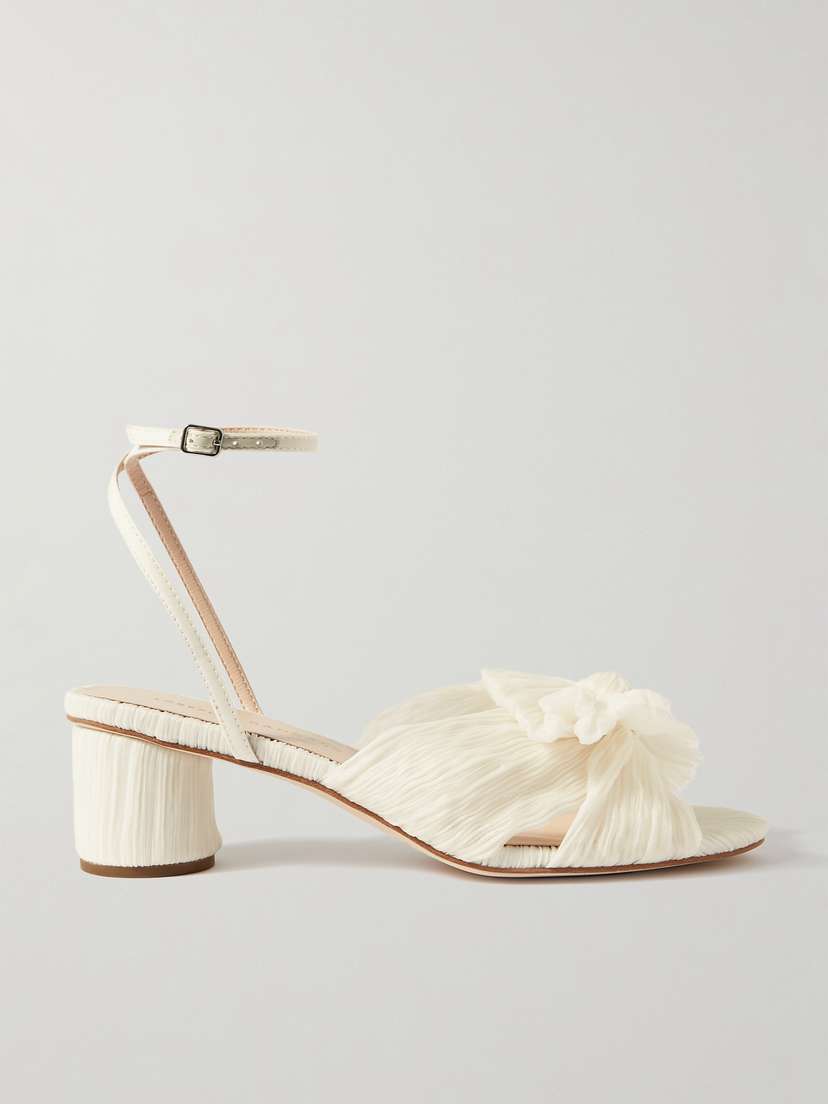 Loeffler Randall Dahlia Faux Leather-trimmed Plissé-organza Sandals