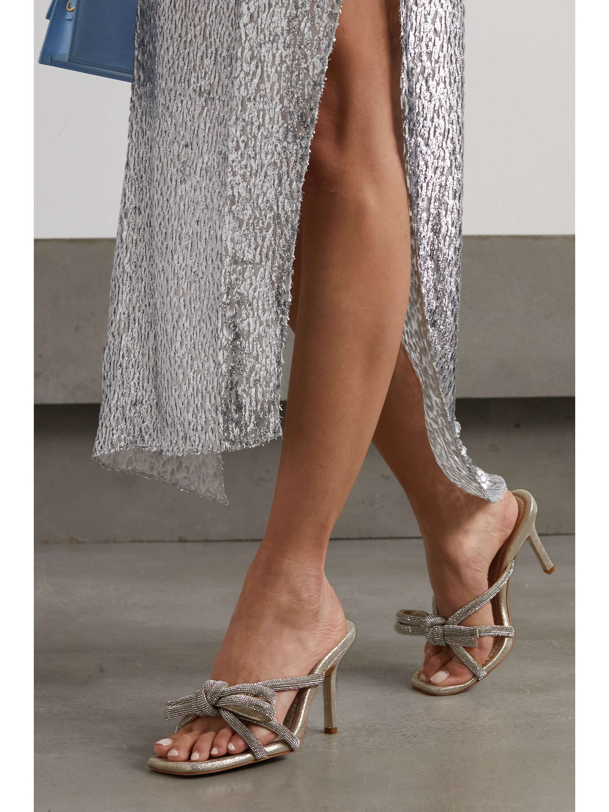 LOEFFLER RANDALL Margi crystal-embellished metallic suede mules