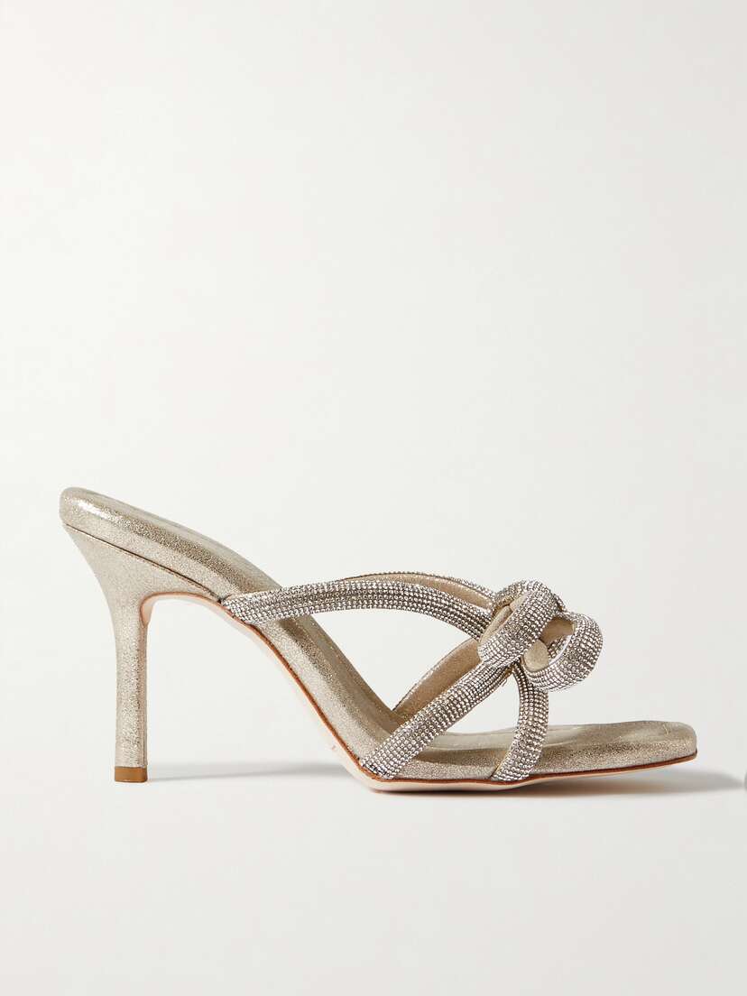 Loeffler Randall Margi Crystal-embellished Metallic Suede Mules