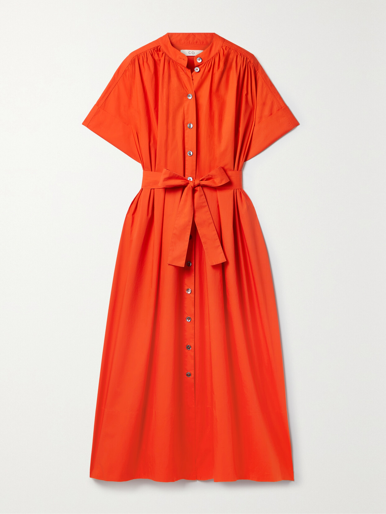 Co - Belted Cotton-poplin Maxi Dress - Red