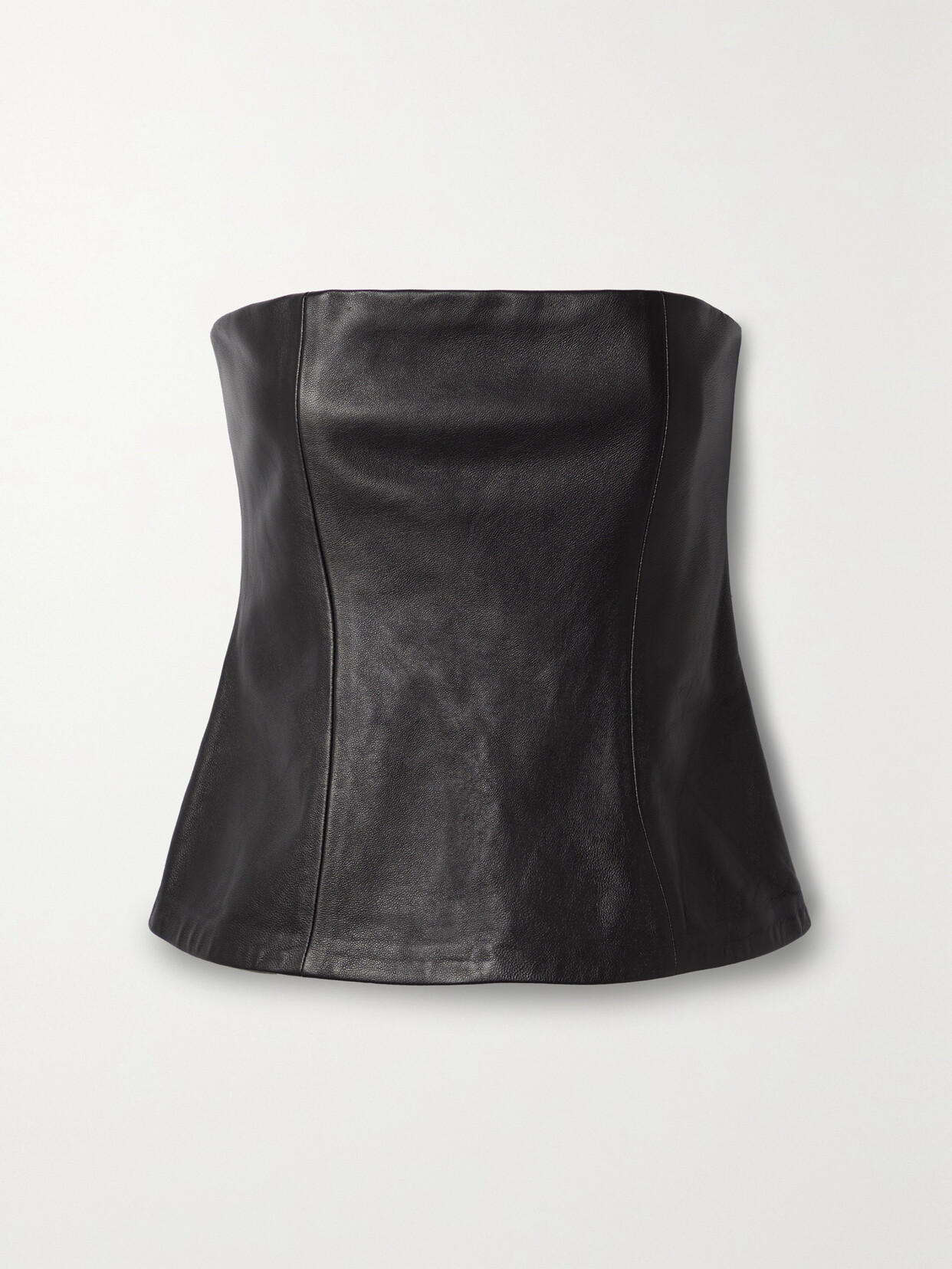 Co - Strapless Leather Bustier Top - Black