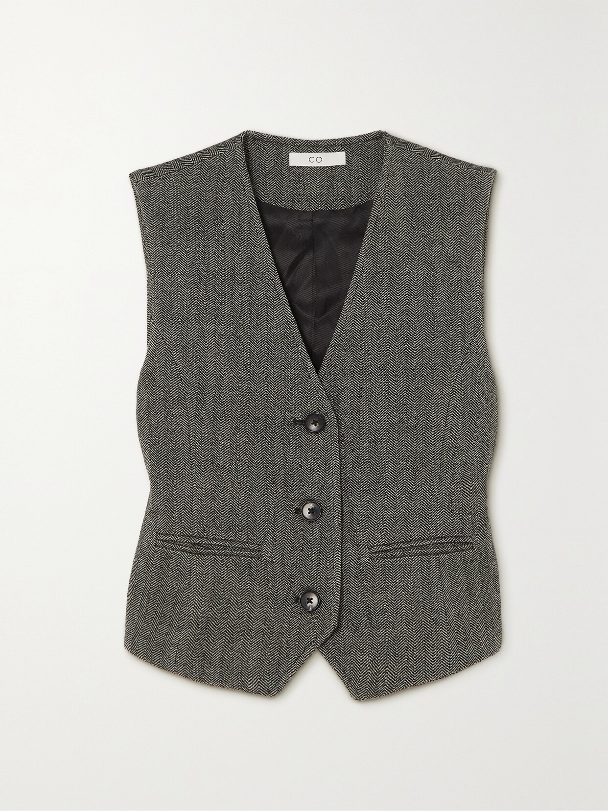 Co - Herringbone Wool Vest - Black