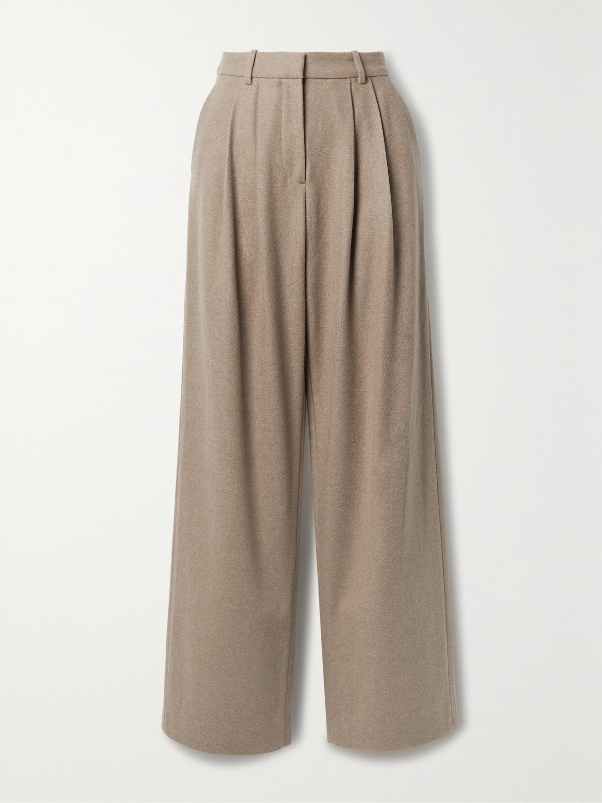 Co Pleated Wool And Cashmere-blend Wide-leg Pants - Brown