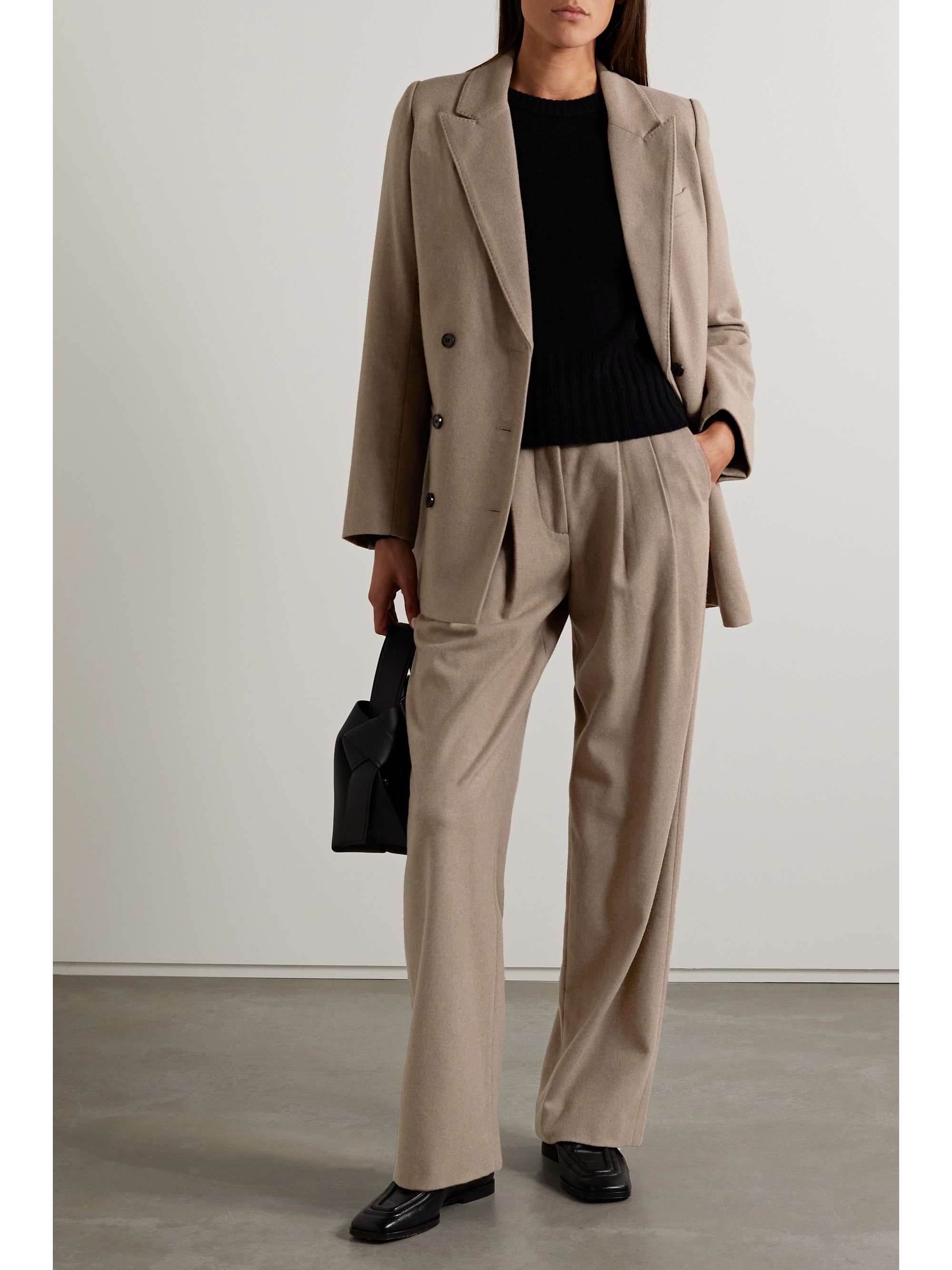 CO Pleated wool and cashmere-blend wide-leg pants