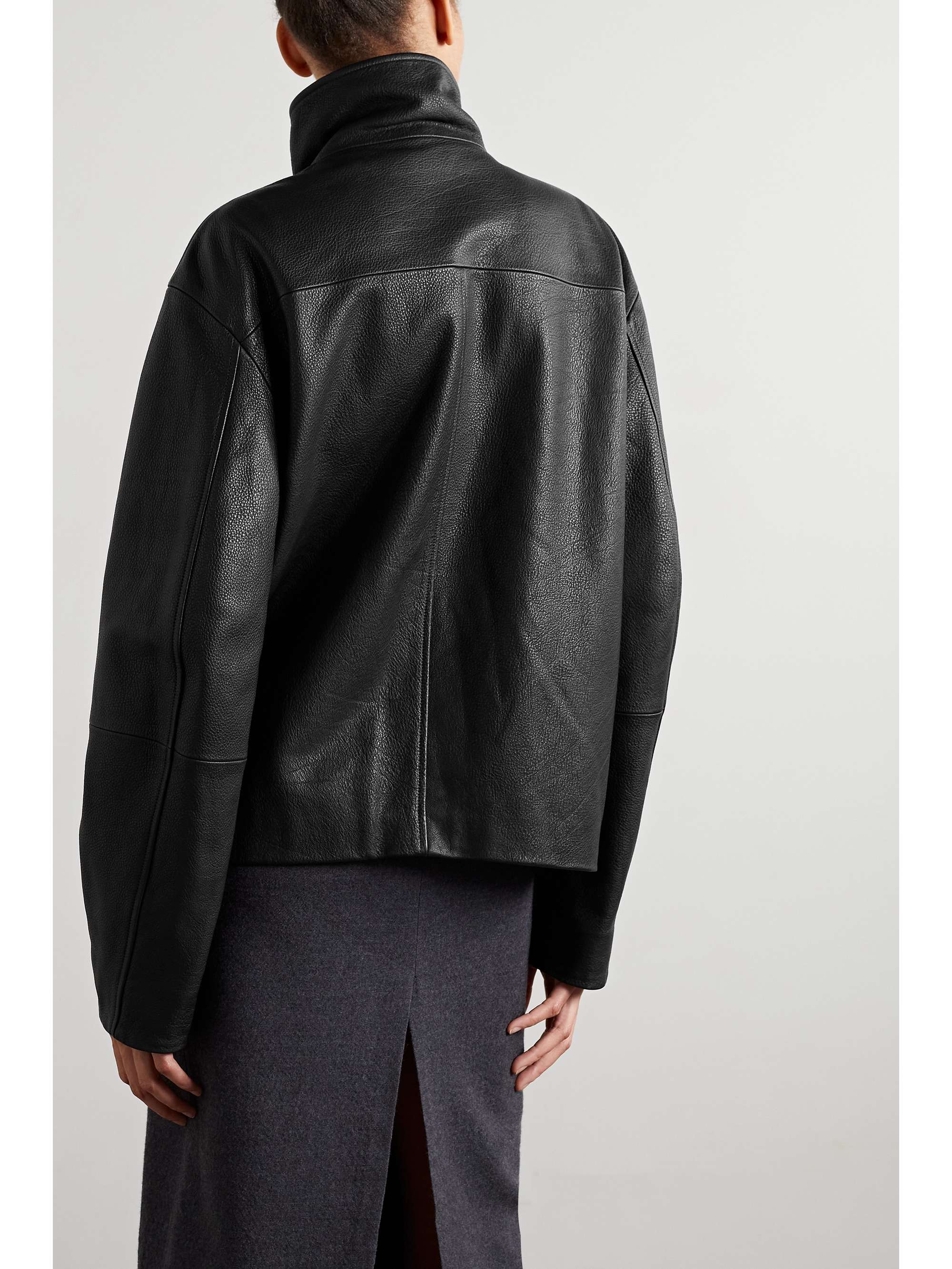 CO Oversized textured-leather jacket