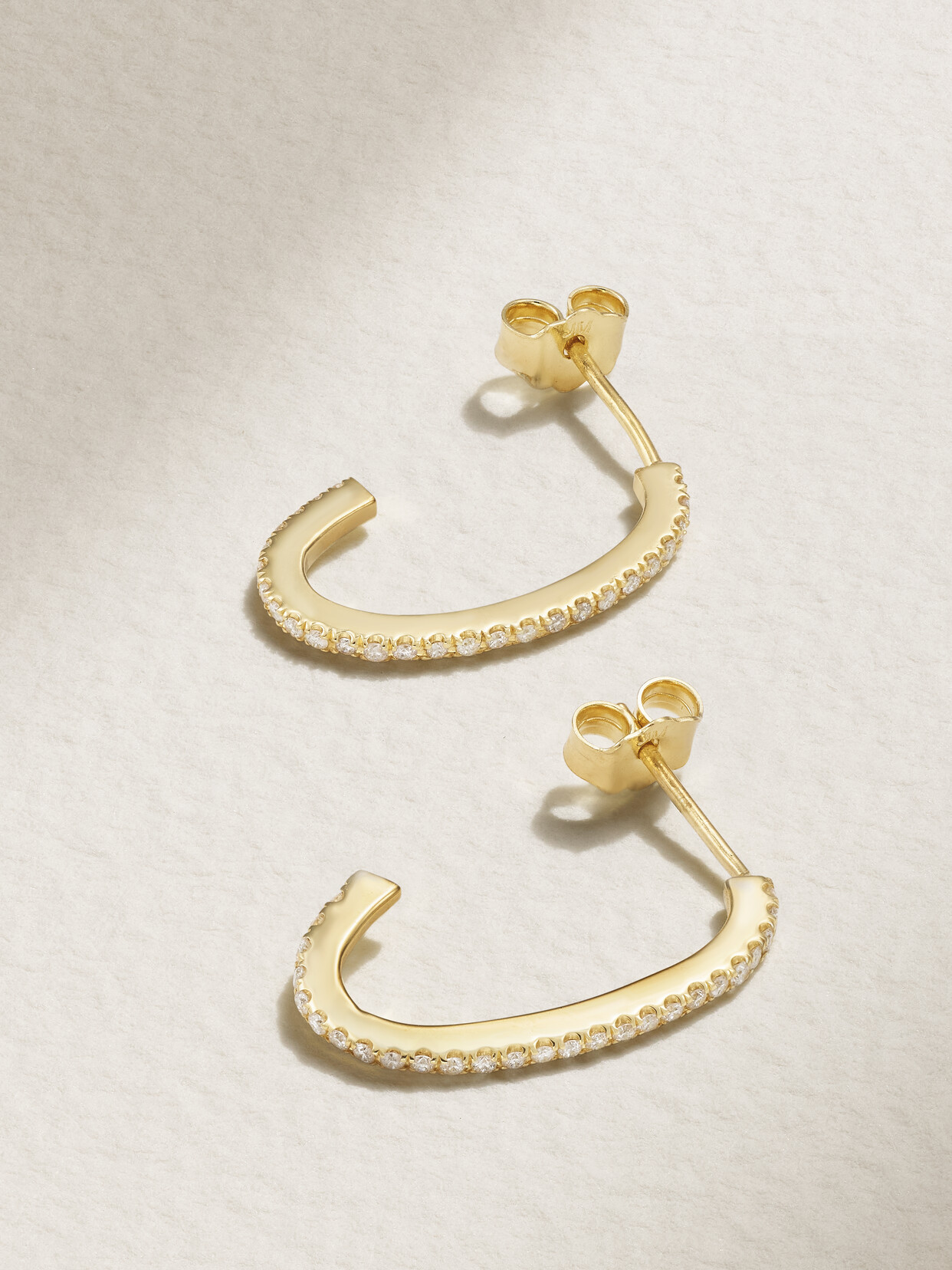 Jennifer Meyer - Small Elongated Edith 18-karat Gold Diamond Hoop Earrings - one size