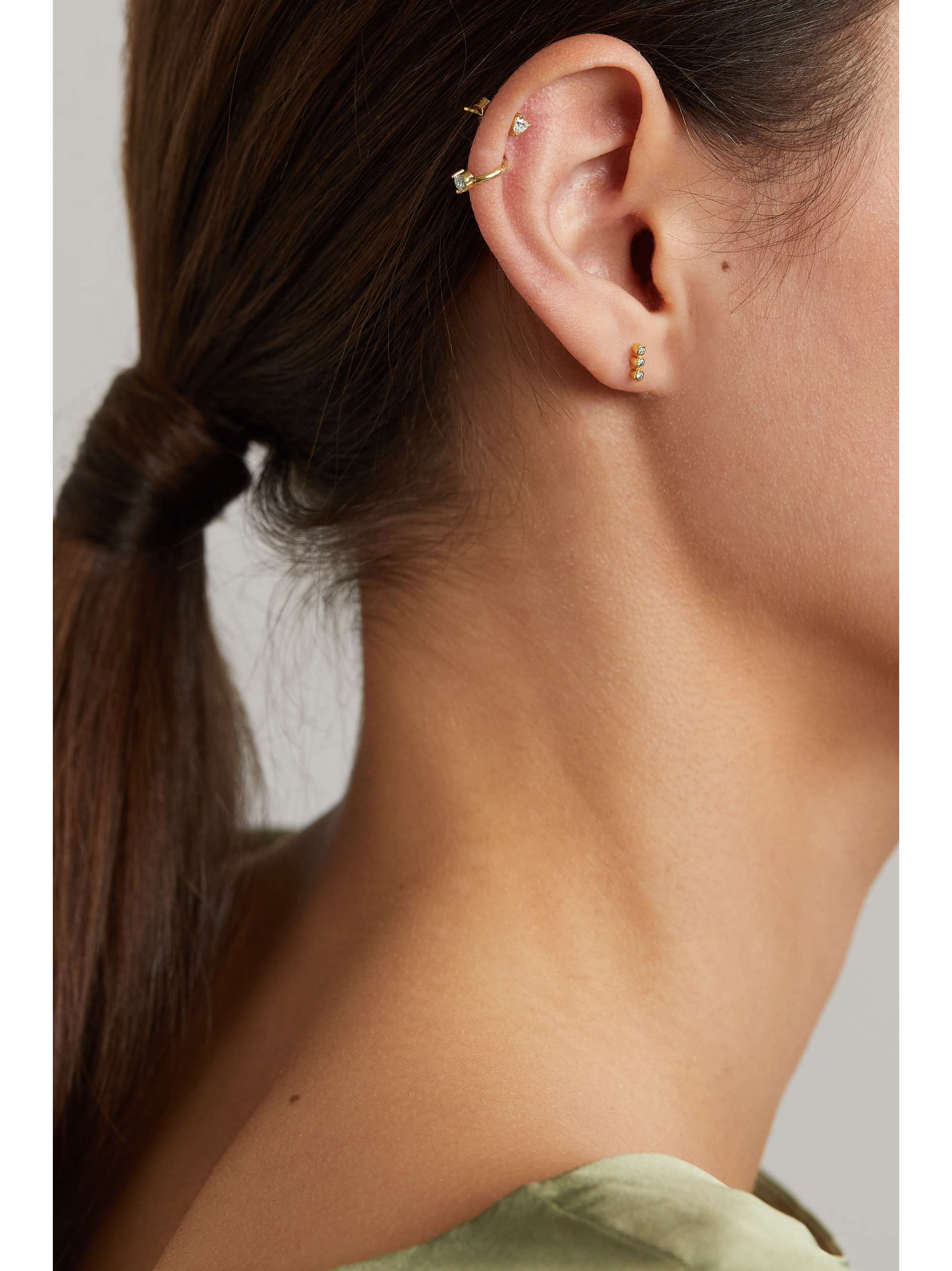 JENNIFER MEYER Cartilage 18-karat gold diamond hoop earrings