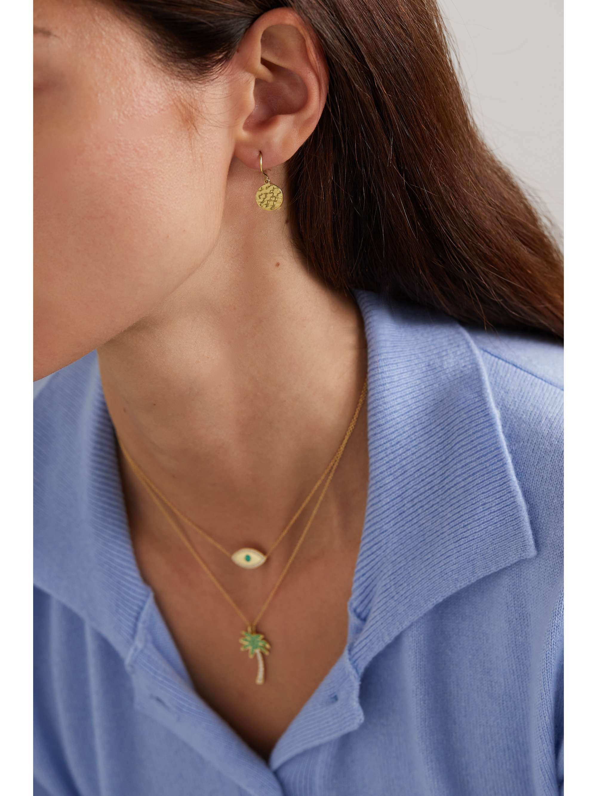 JENNIFER MEYER Mini Hammered Disc 18-karat gold earrings