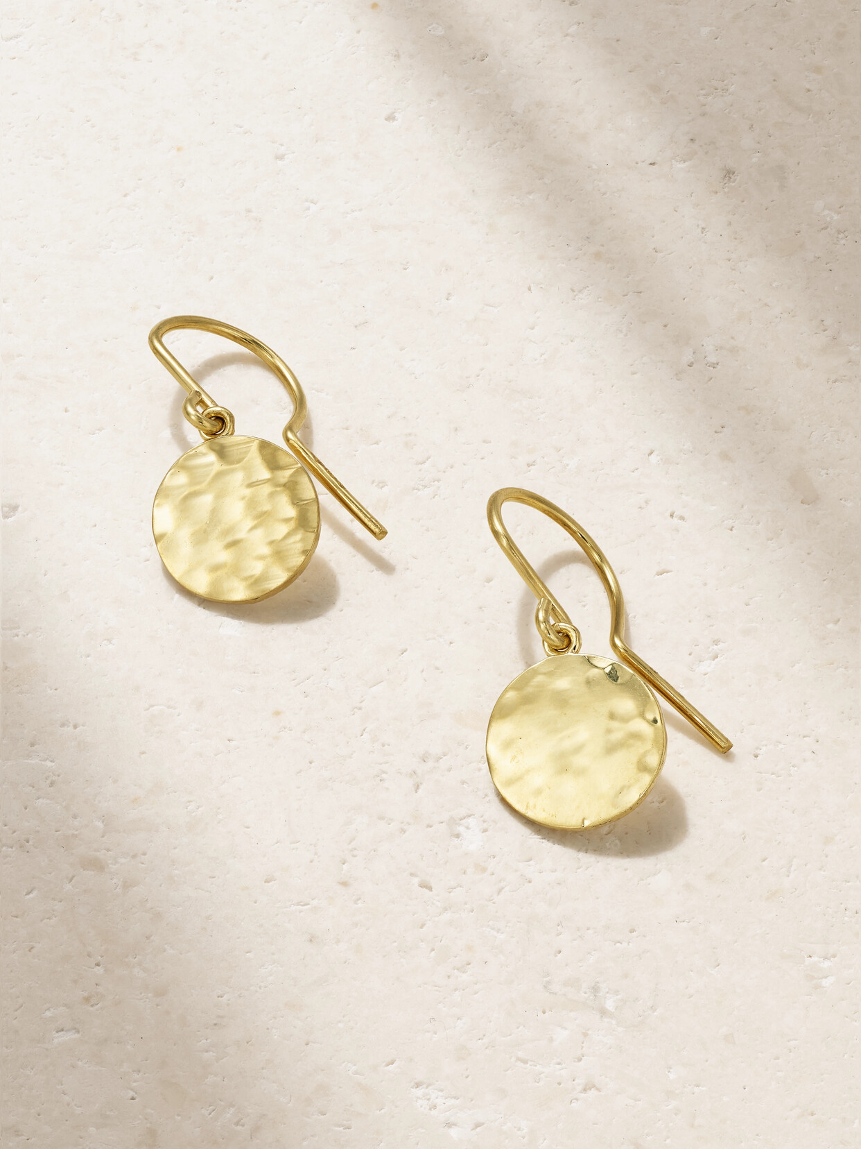 Jennifer Meyer Mini Hammered Disc 18-karat Gold Earrings