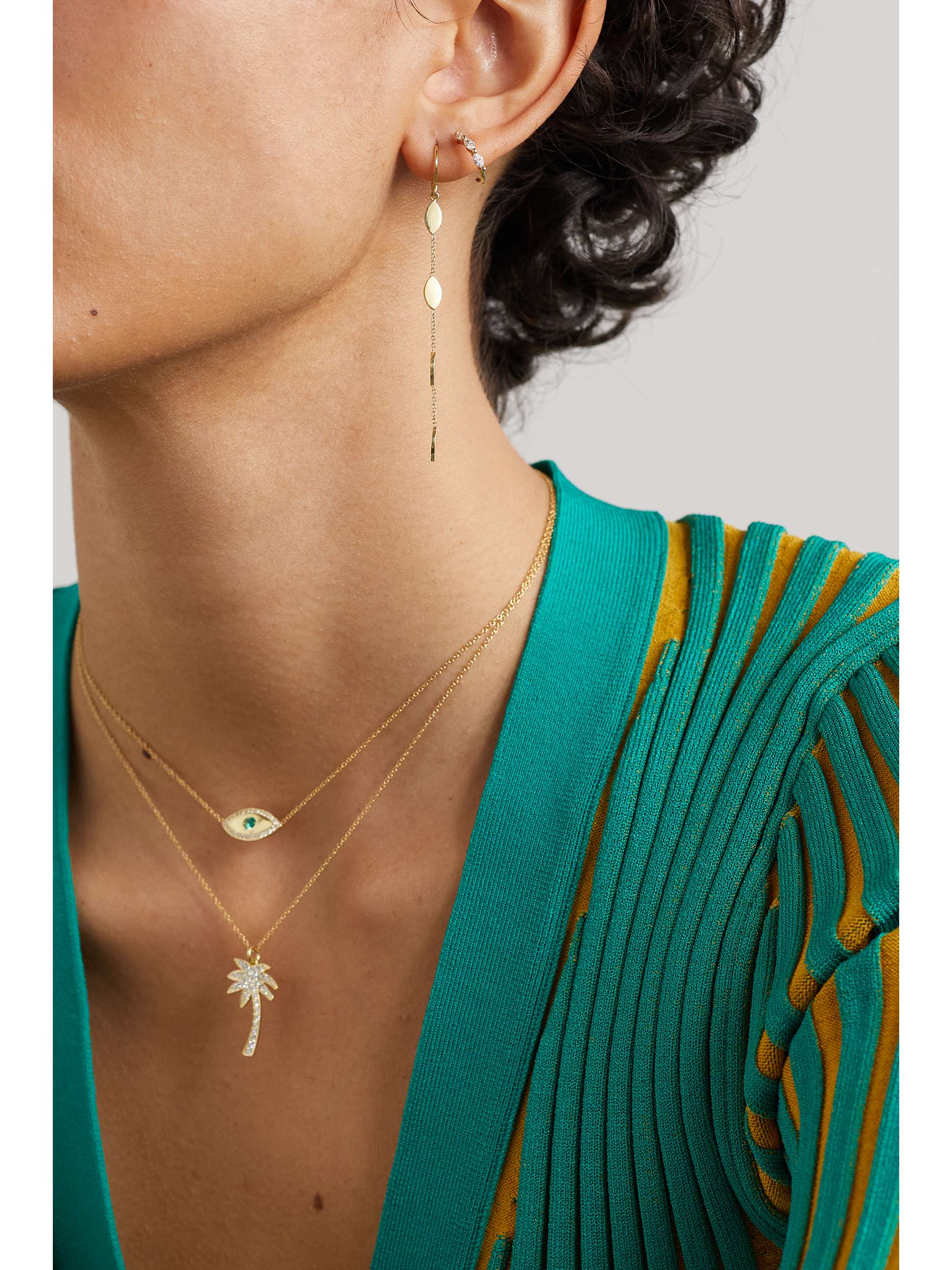 JENNIFER MEYER 4 Marquise By The Inch 18-karat gold earrings