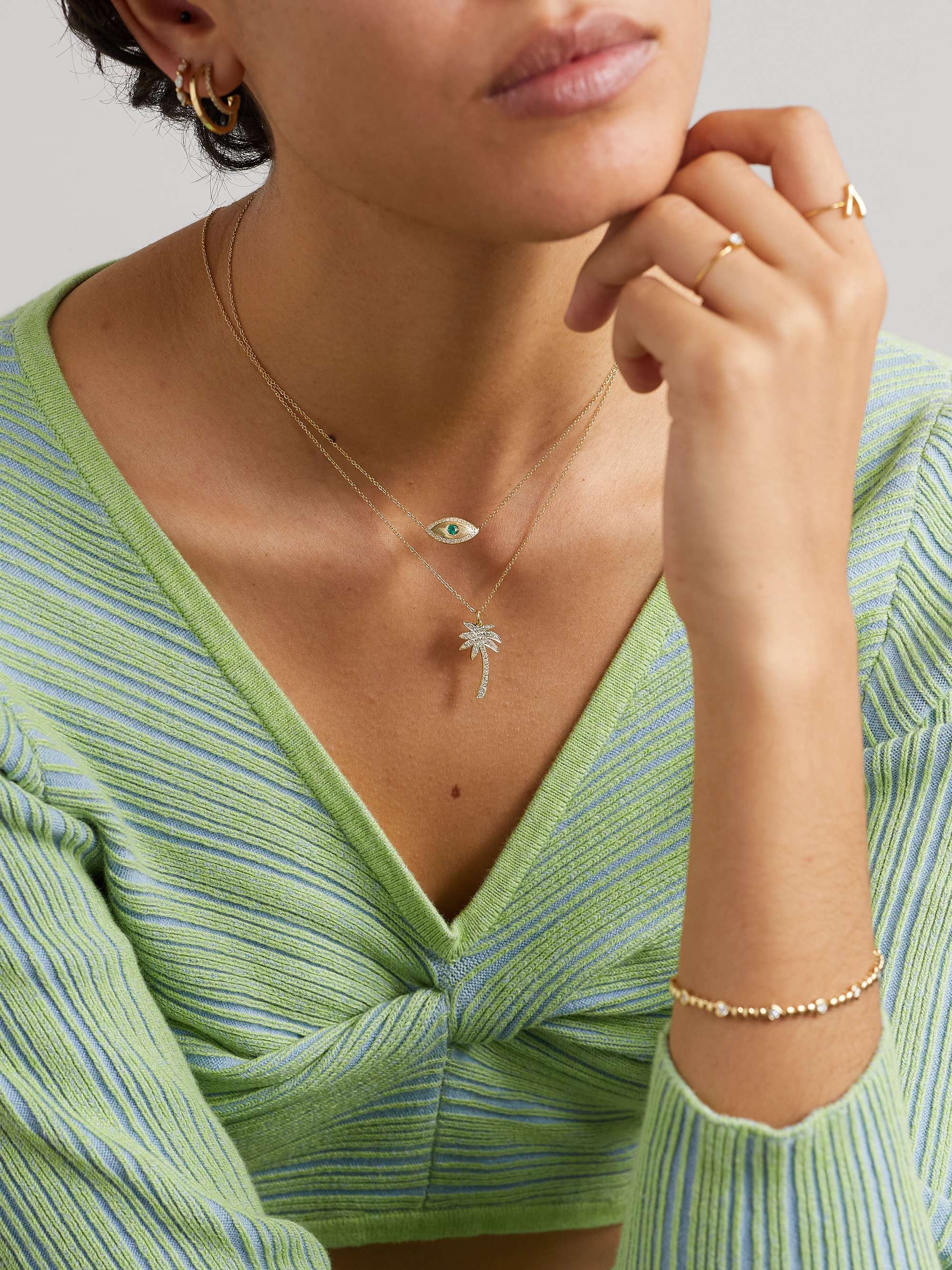 JENNIFER MEYER Collier en or 18 carats (750/1000) et diamants Large Palm Tree