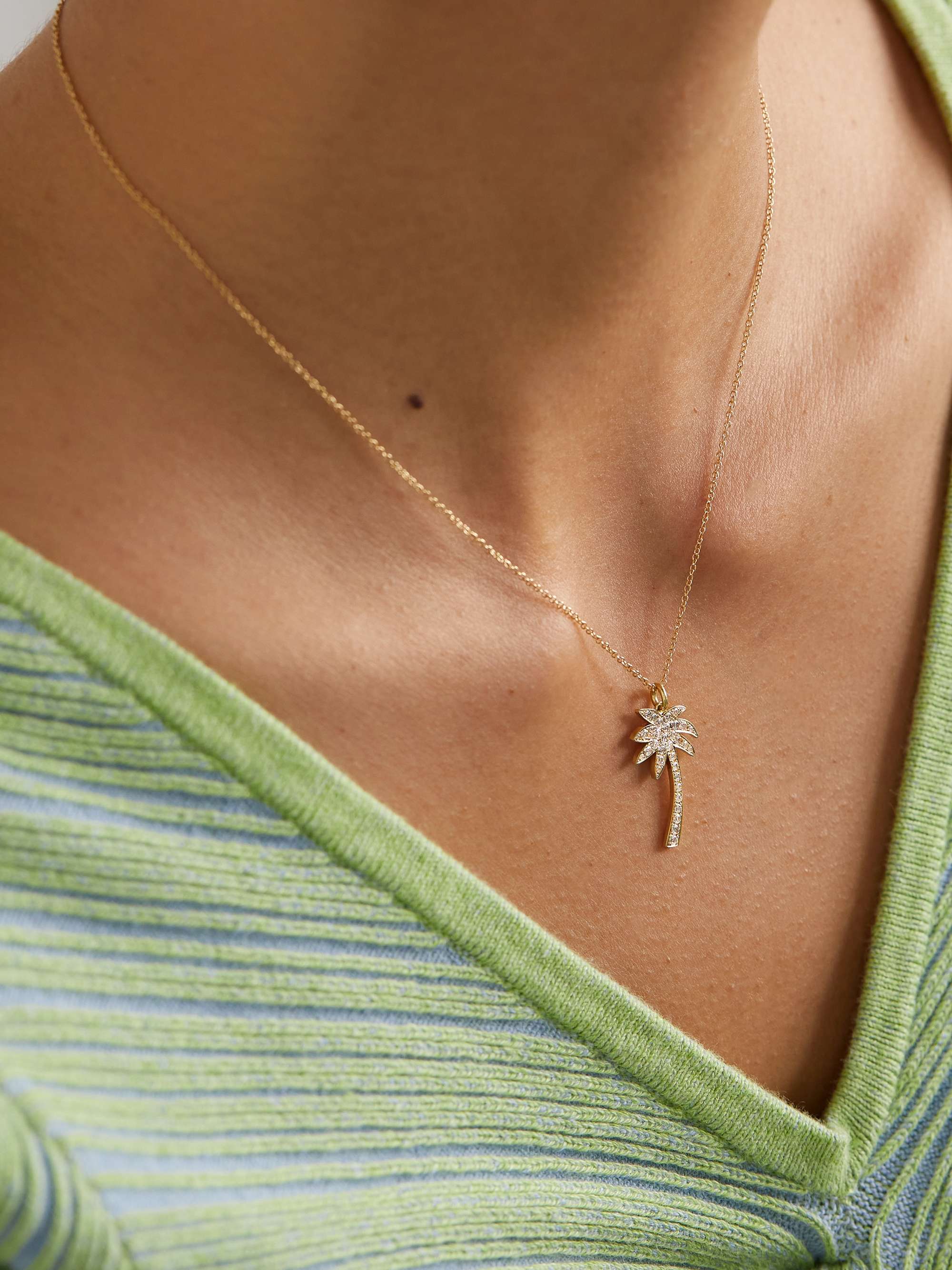 Gold Large Palm Tree 18 karat gold diamond necklace JENNIFER MEYER NET A PORTER