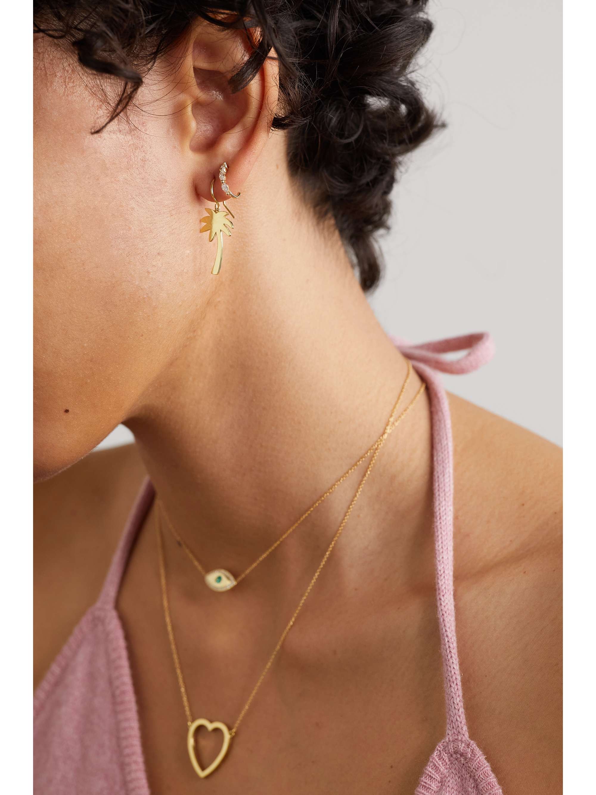 JENNIFER MEYER أقراط Mini Marquise دائرية من الذهب عيار 18 قيراطاً والألماس