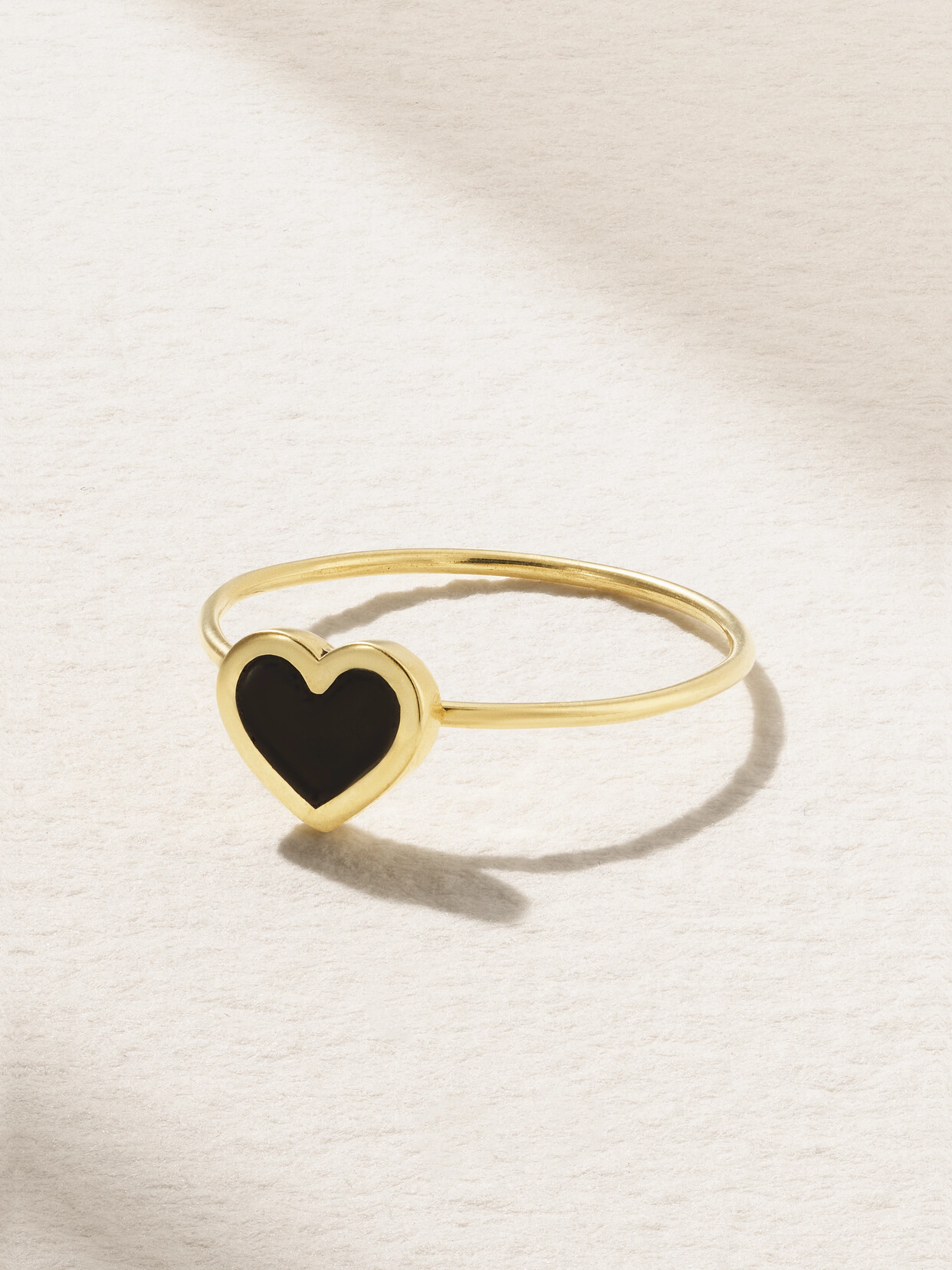 Jennifer Meyer Extra Small Heart 18-karat Gold Onyx Ring