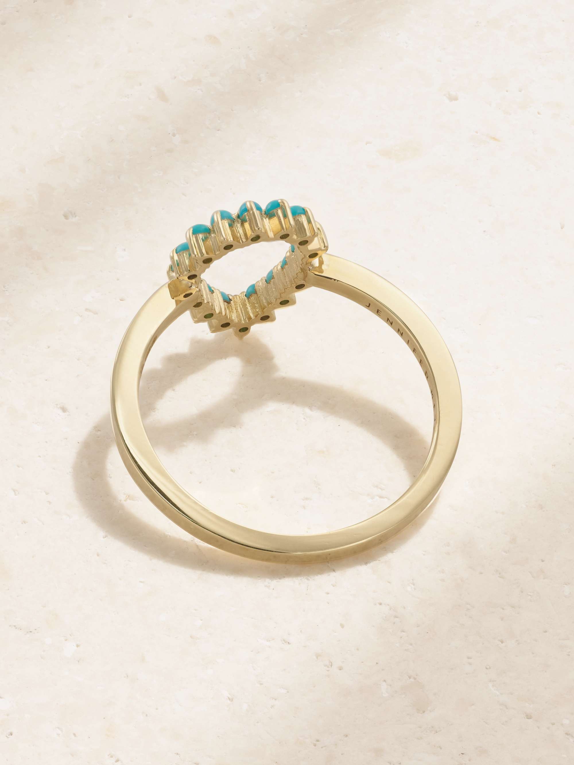 JENNIFER MEYER Open Teardrop 18-karat gold turquoise ring