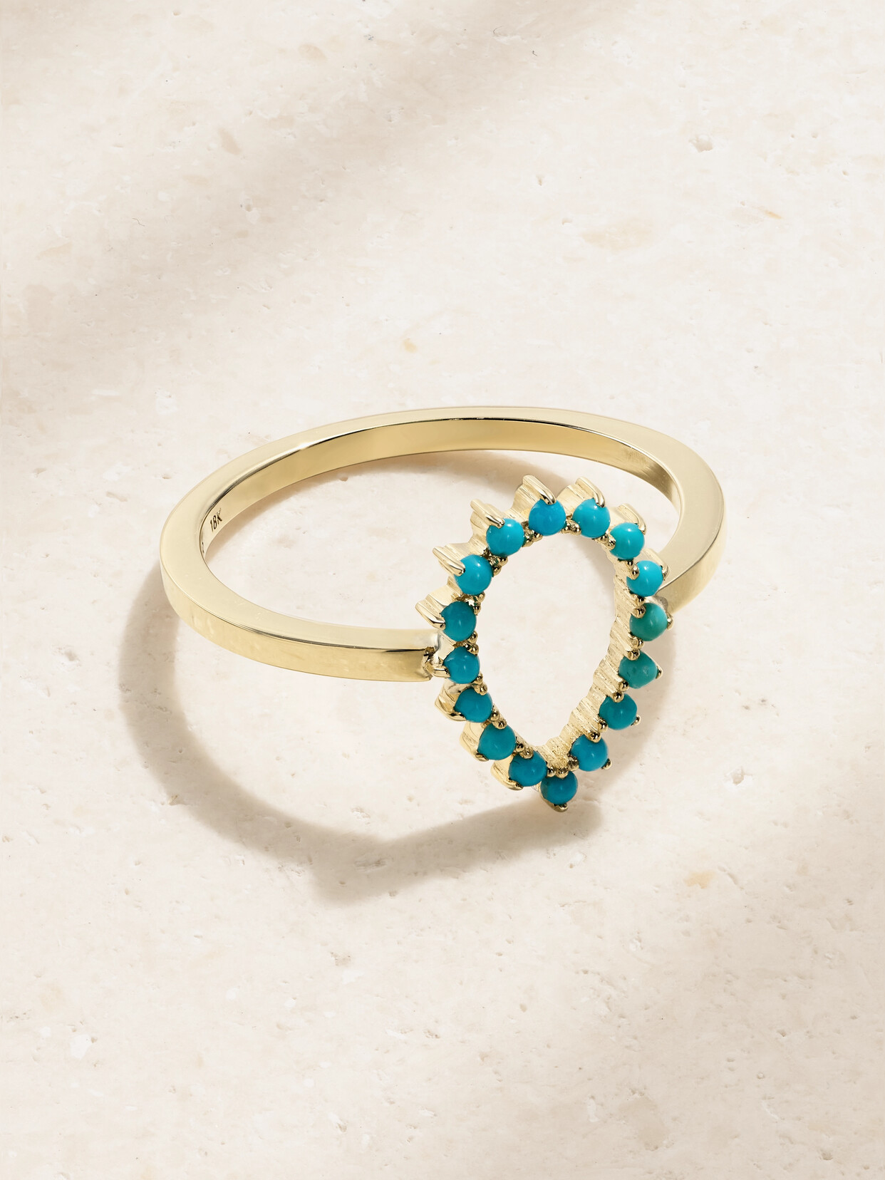 Jennifer Meyer - Open Teardrop 18-karat Gold Turquoise Ring - 7