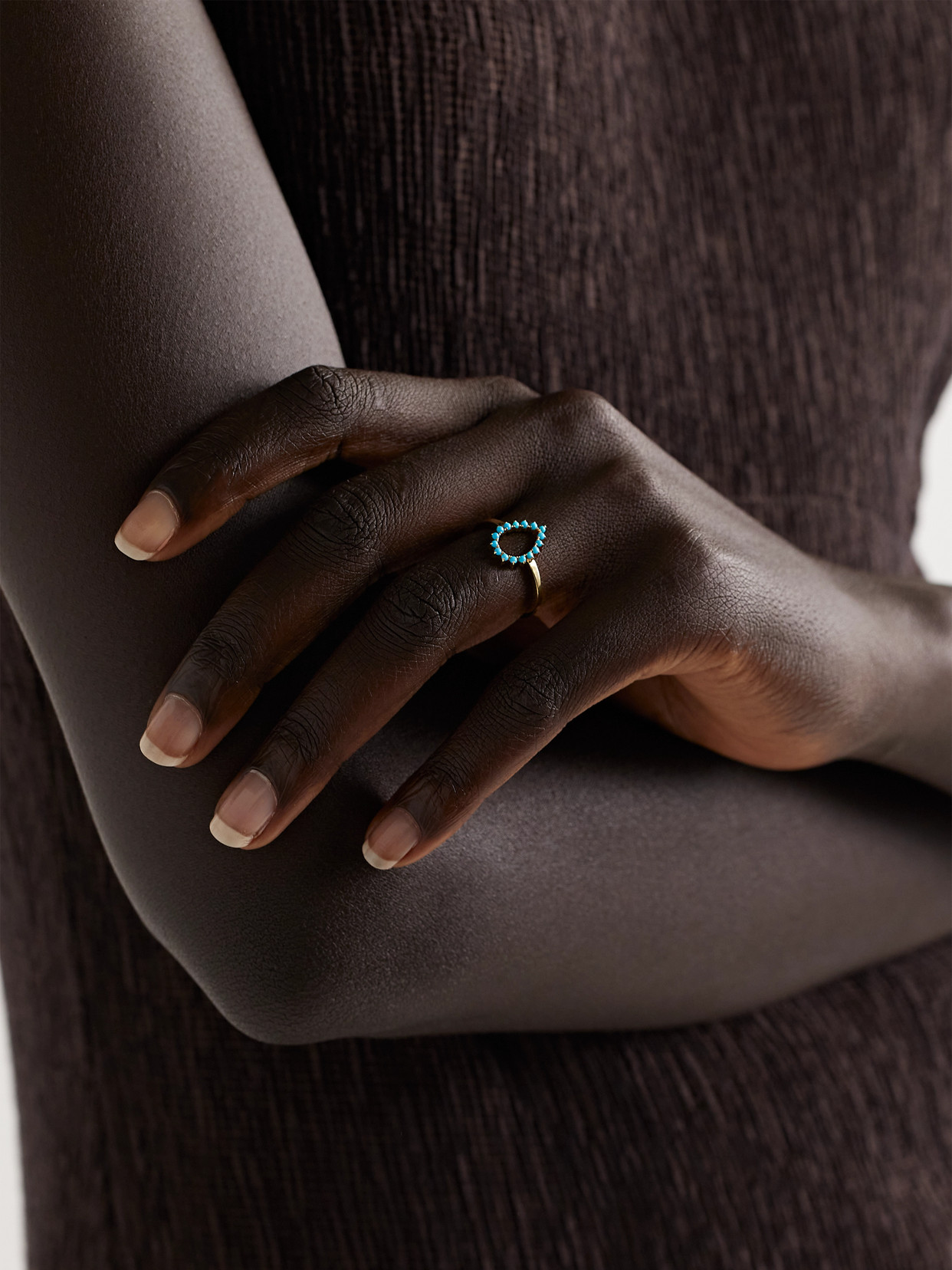 Jennifer Meyer Open Teardrop 18-karat Gold Turquoise Ring In Gold