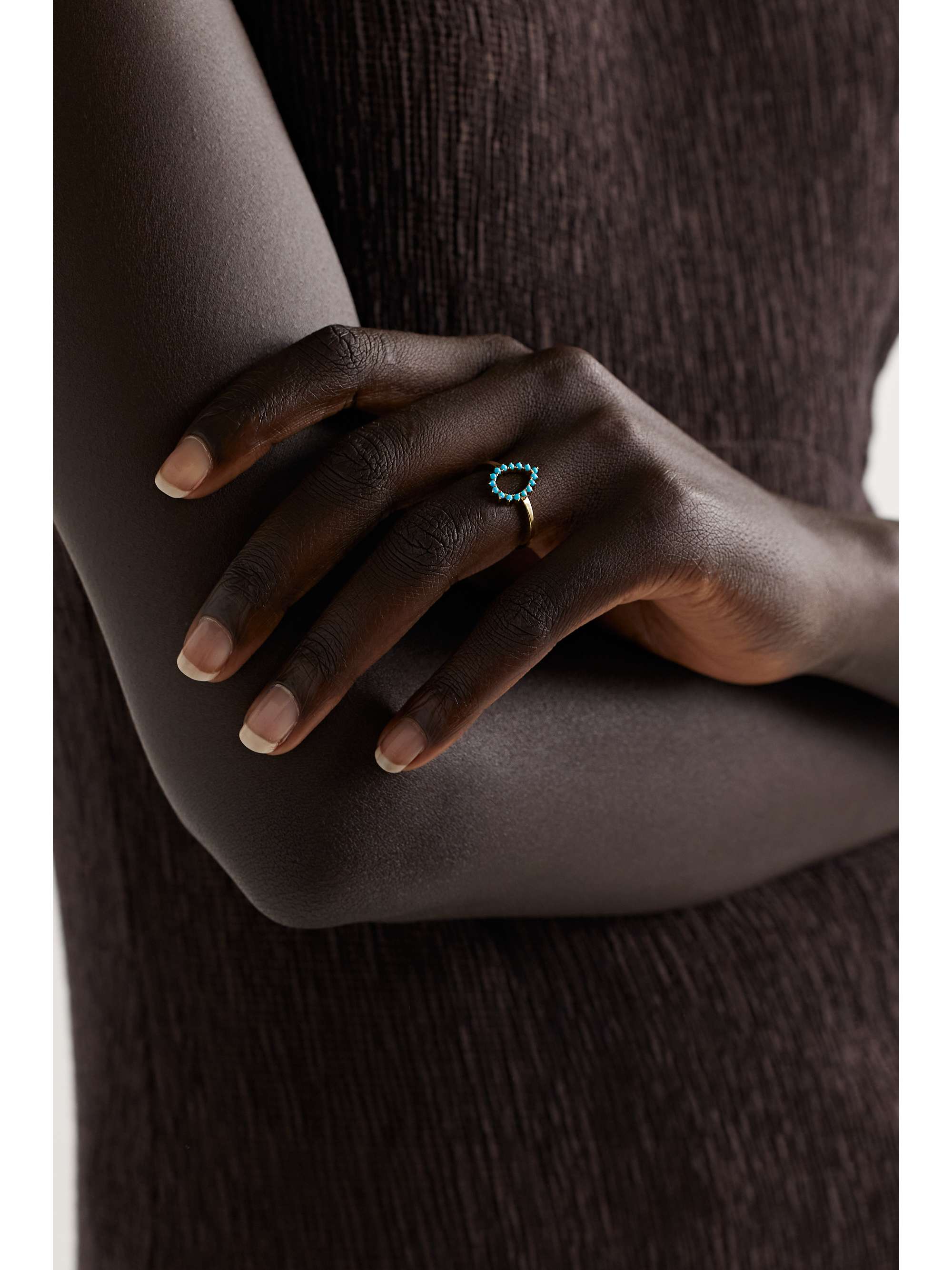 JENNIFER MEYER Open Teardrop 18-karat gold turquoise ring