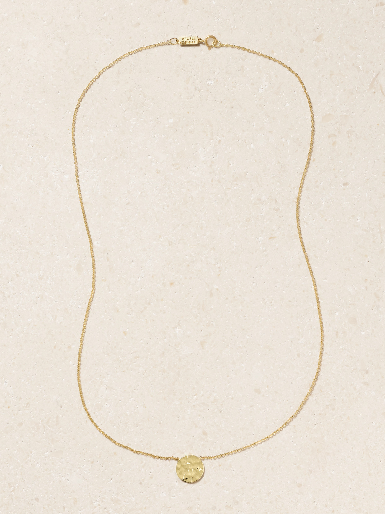 Shop Jennifer Meyer Mini Hammered Disc 18-karat Gold Necklace