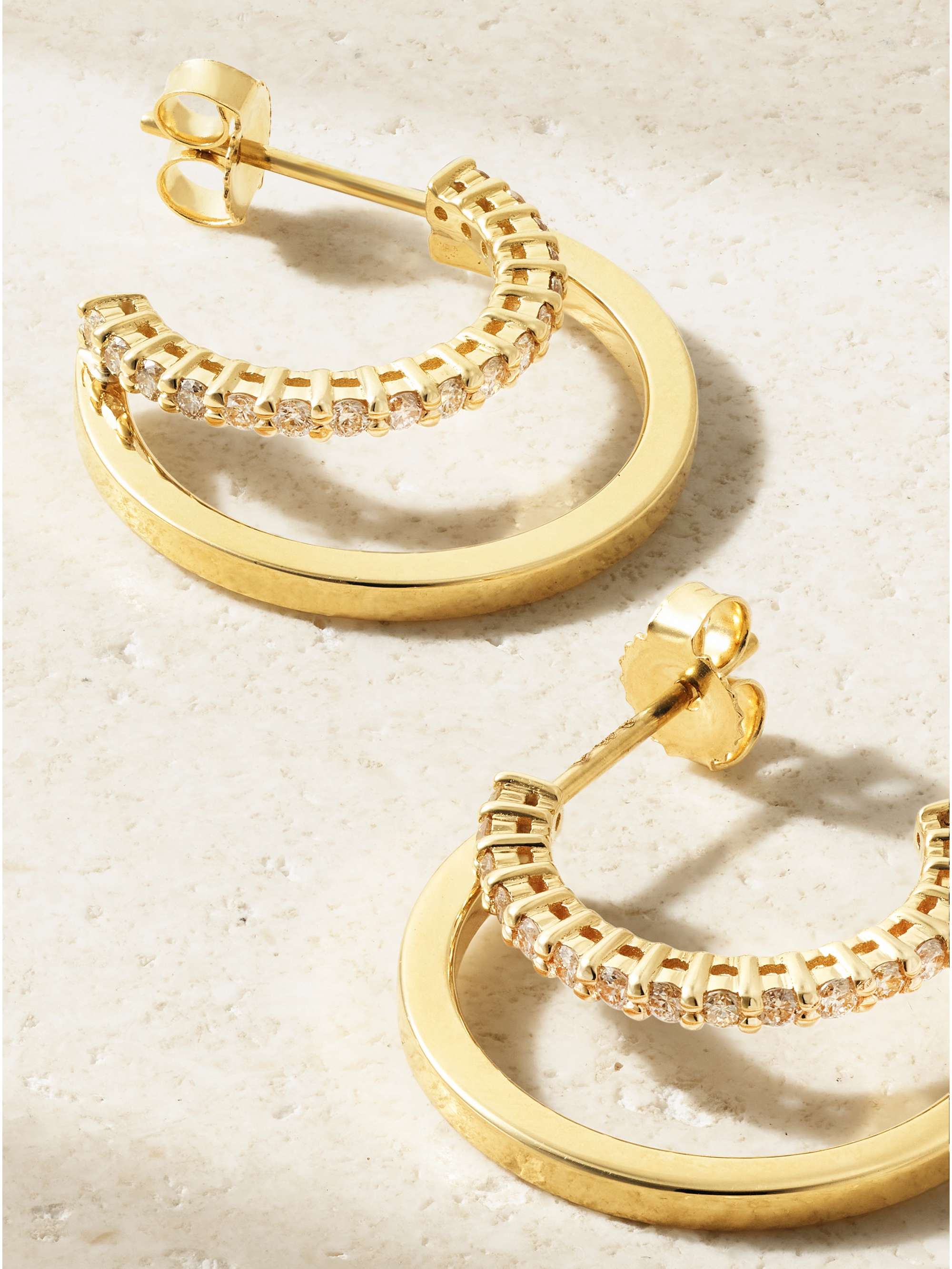 JENNIFER MEYER Double Hoops 18-karat gold diamond hoop earrings
