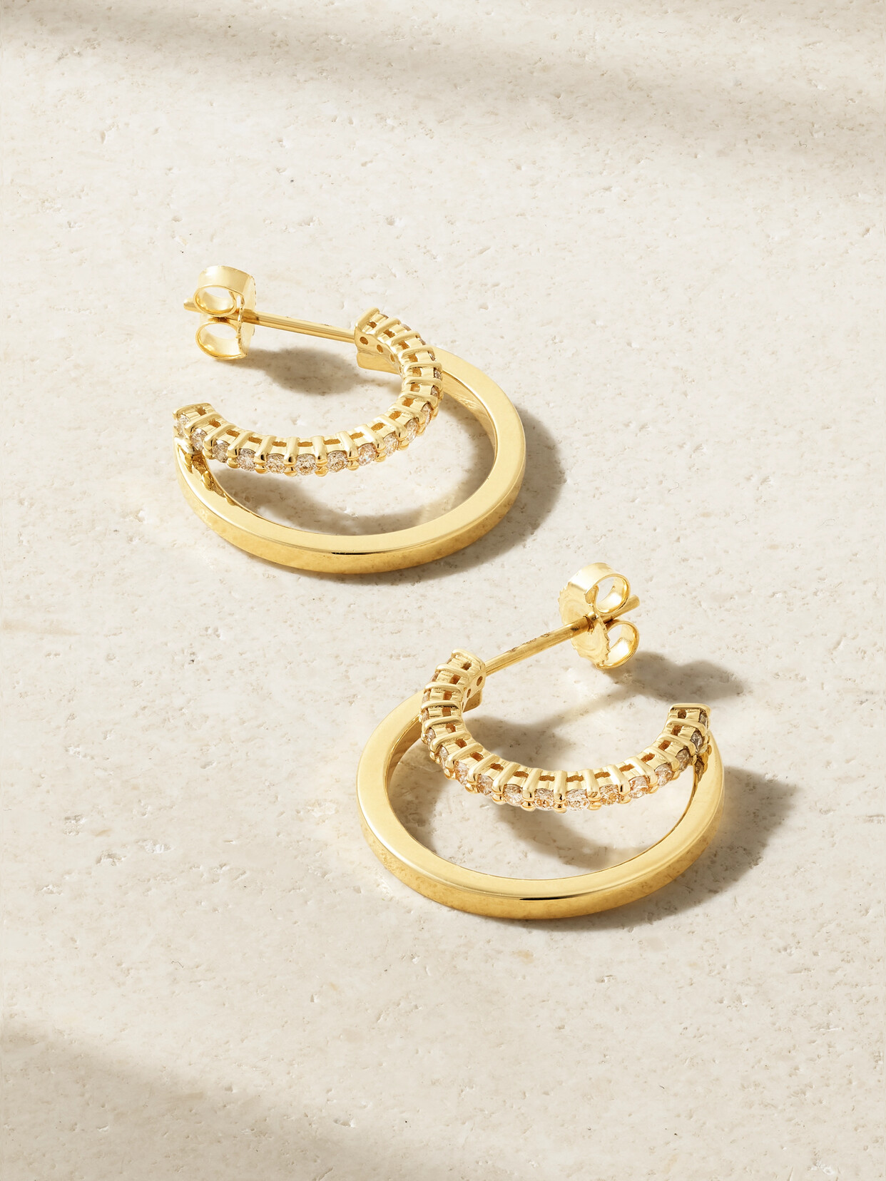 Jennifer Meyer - Double Hoops 18-karat Gold Diamond Hoop Earrings - one size