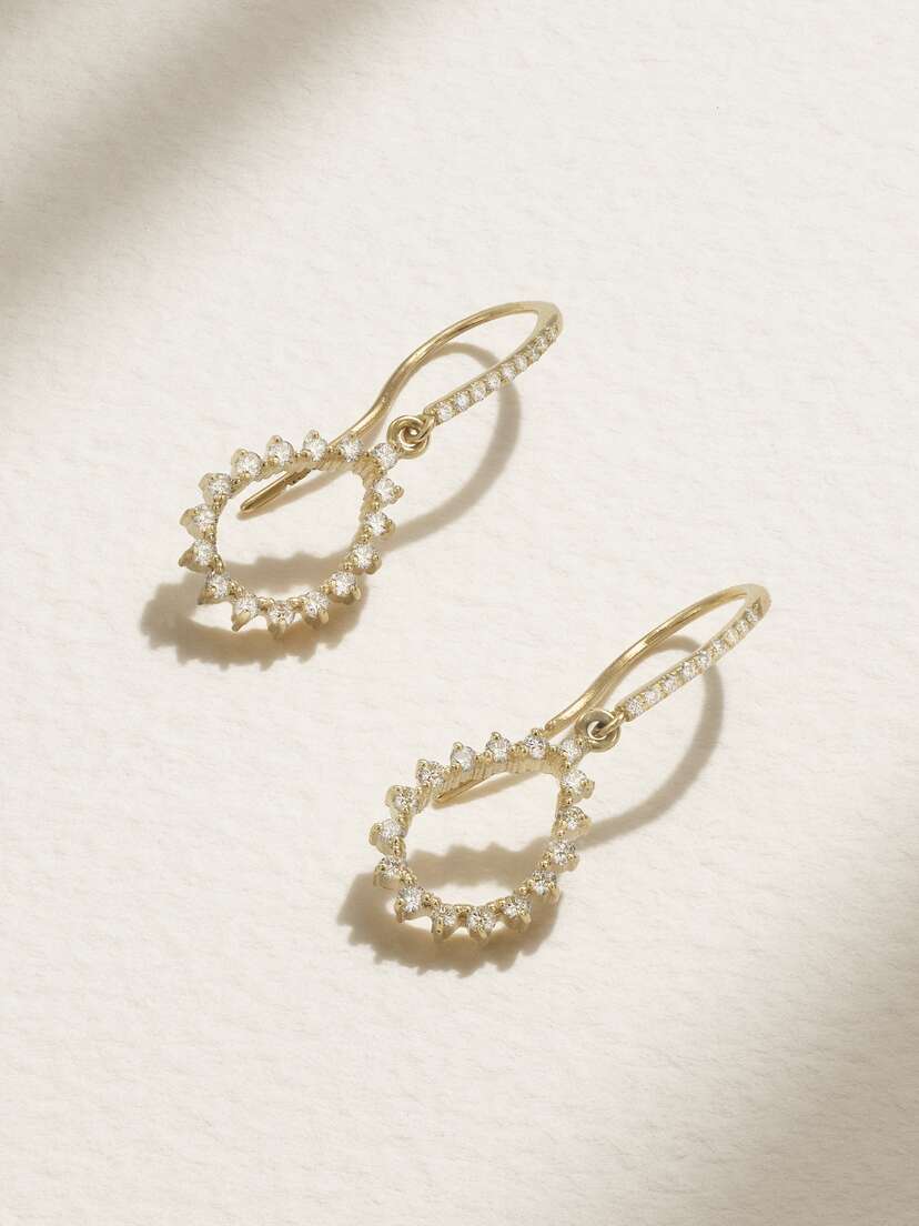 Jennifer Meyer Mini Open Teardrop 18-karat Gold Diamond Earrings