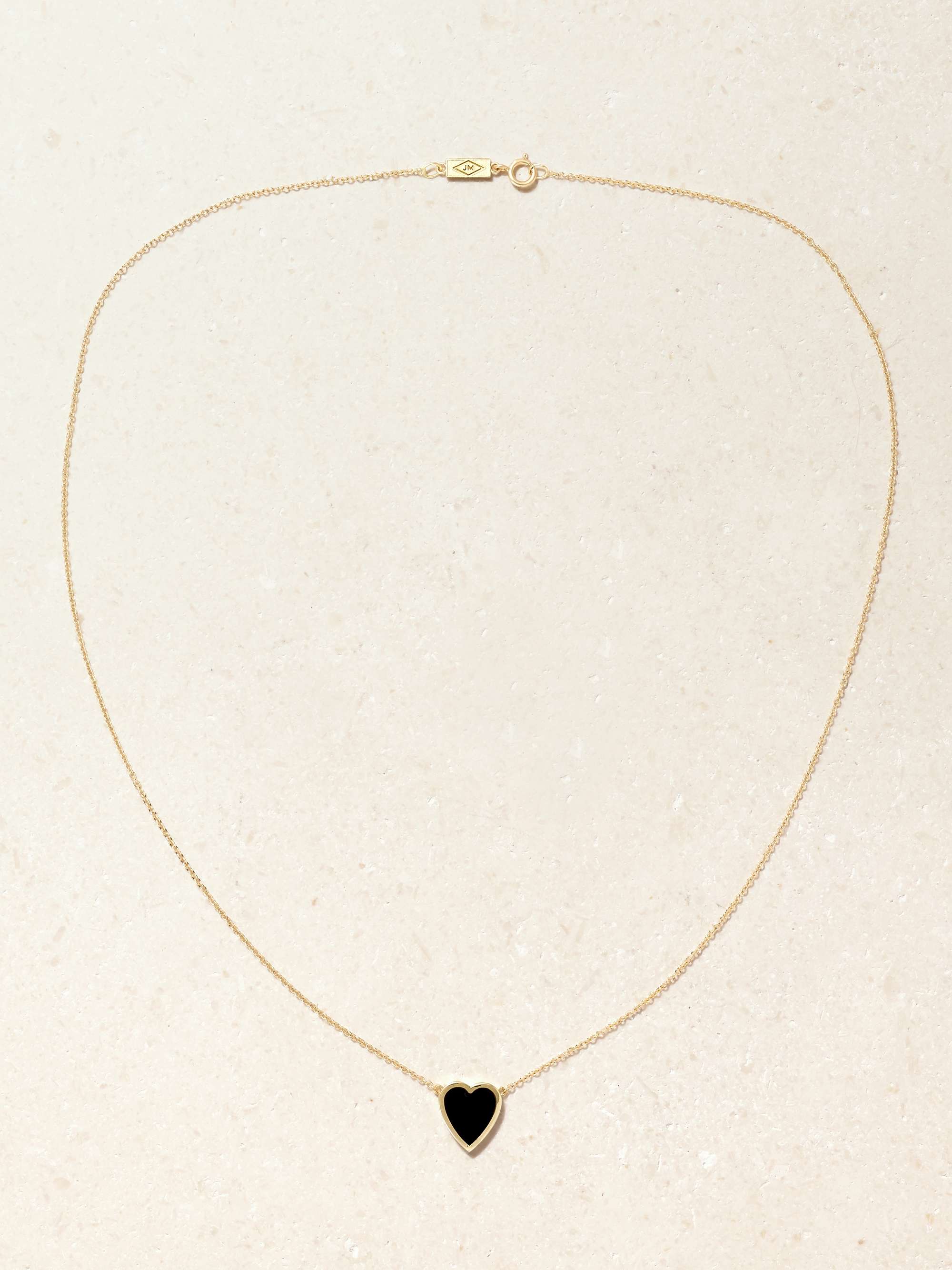JENNIFER MEYER Mini Heart 18-karat gold onyx necklace