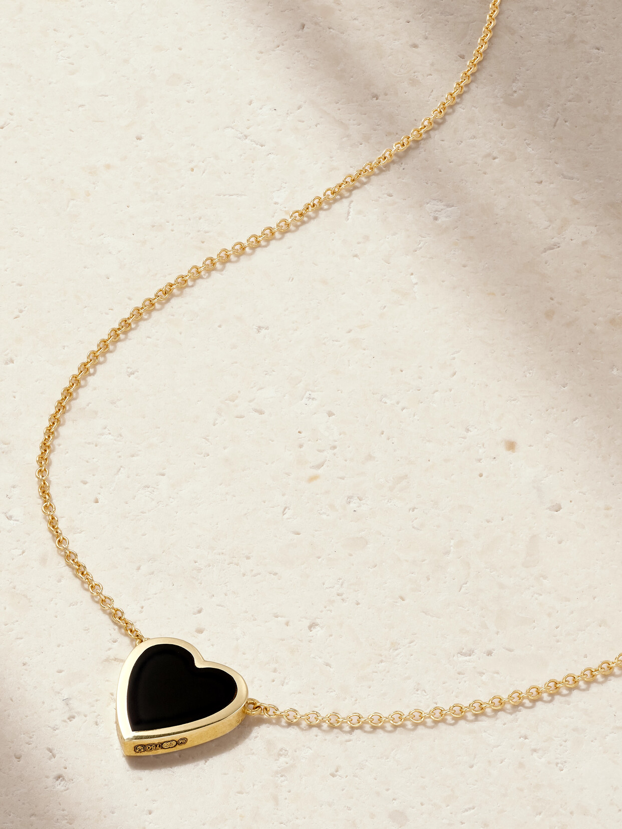 Jennifer Meyer Mini Heart 18-karat Gold Onyx Necklace