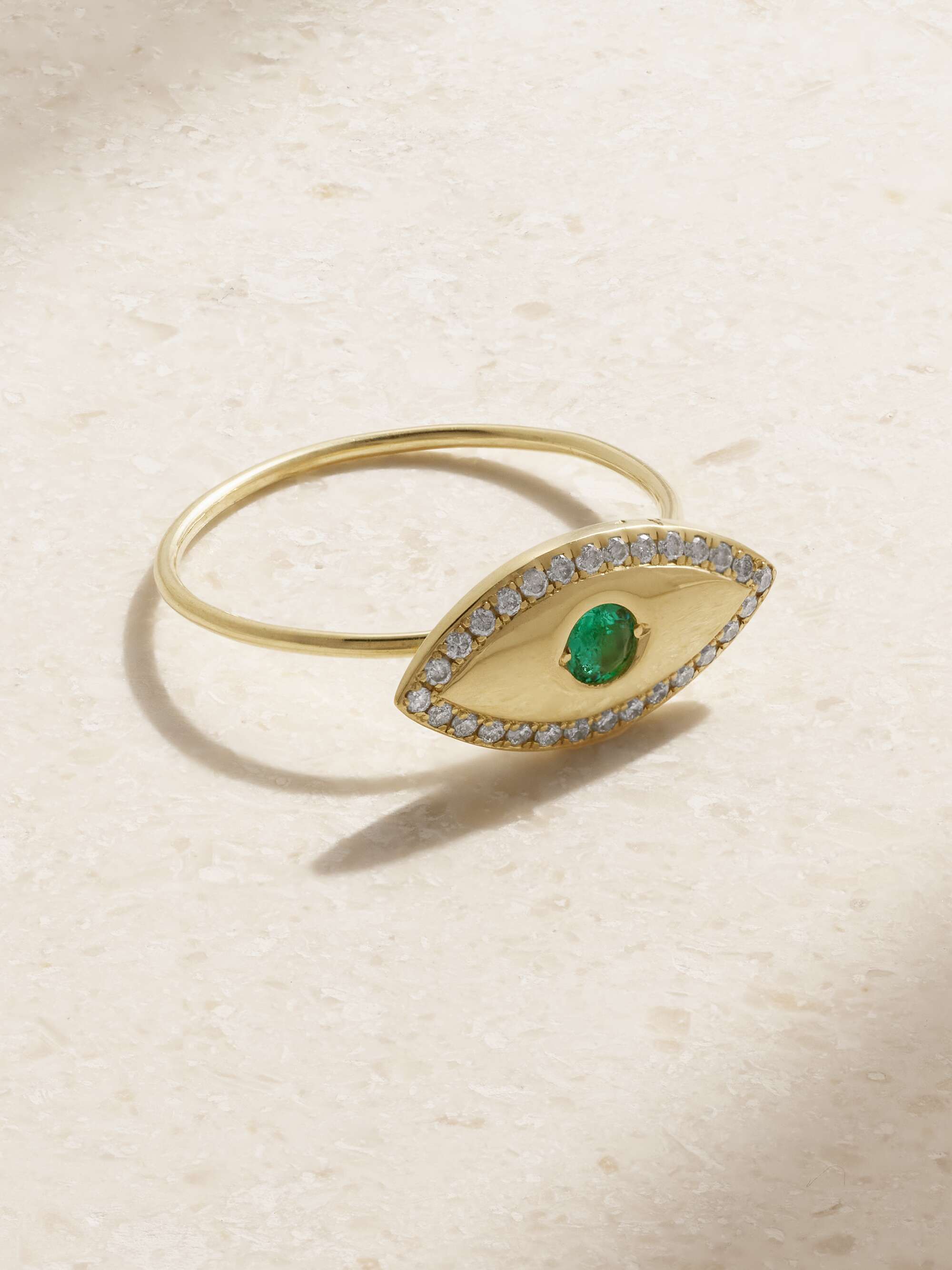 Gold diamond and emerald ring sales