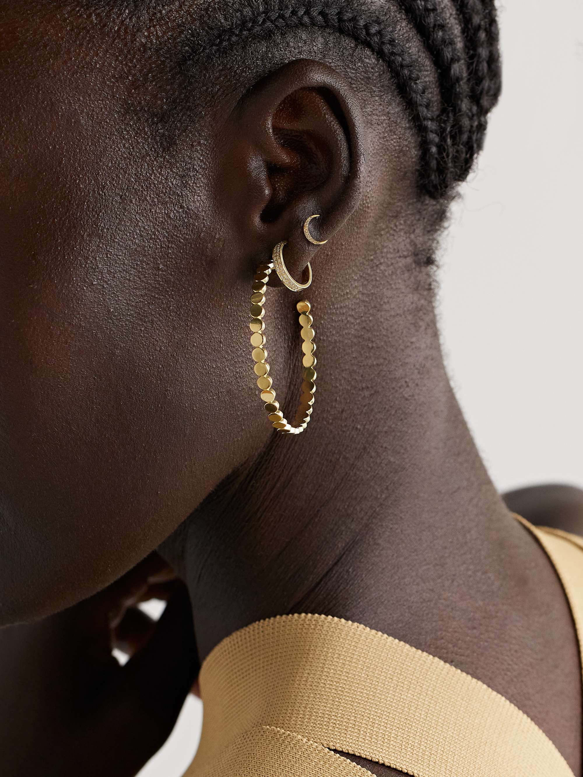 JENNIFER MEYER Medium Mini Circle Link 18-karat gold hoop earrings