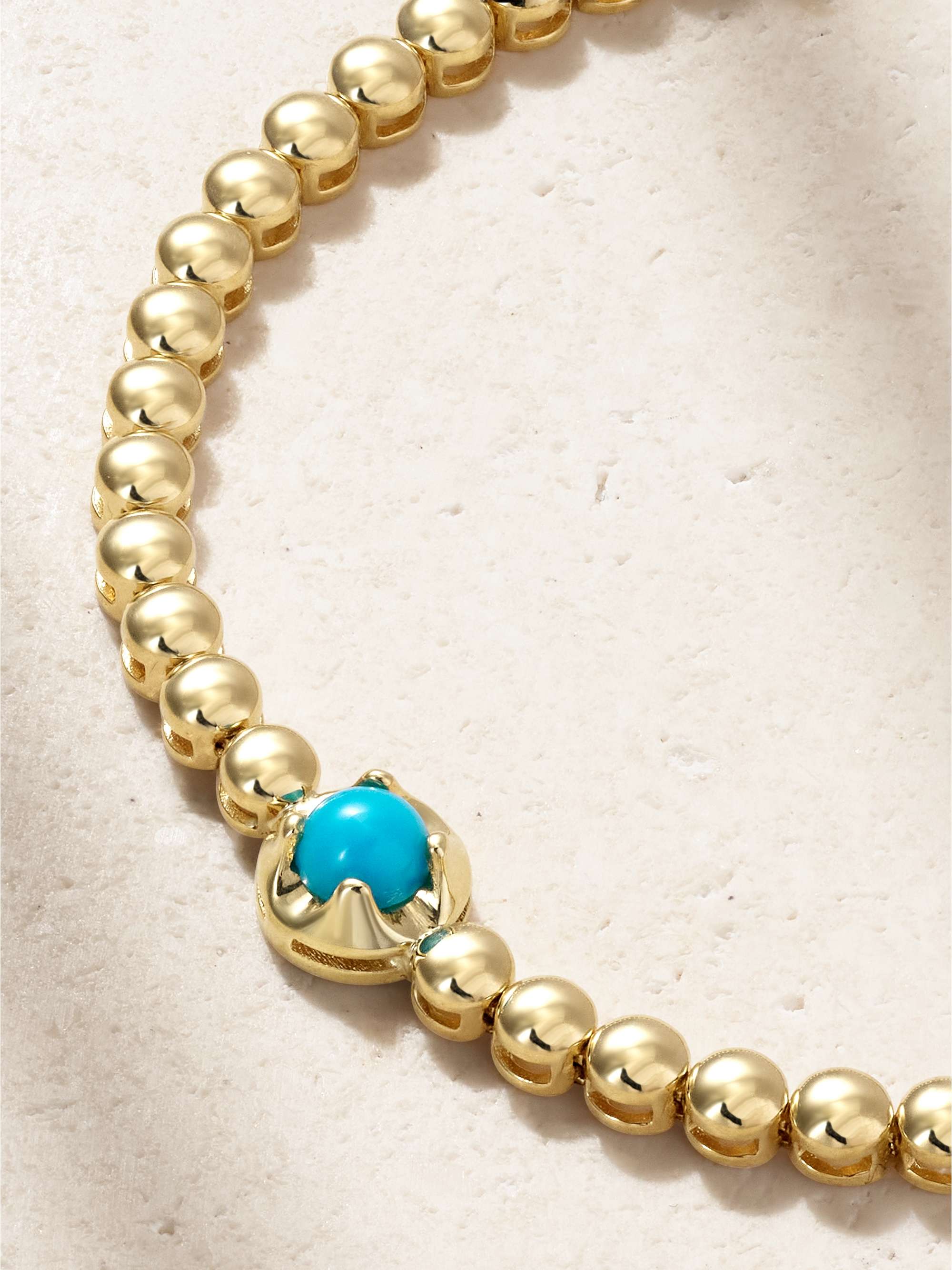 JENNIFER MEYER Mini Bezel Armband aus 18 Karat Gold mit Türkis