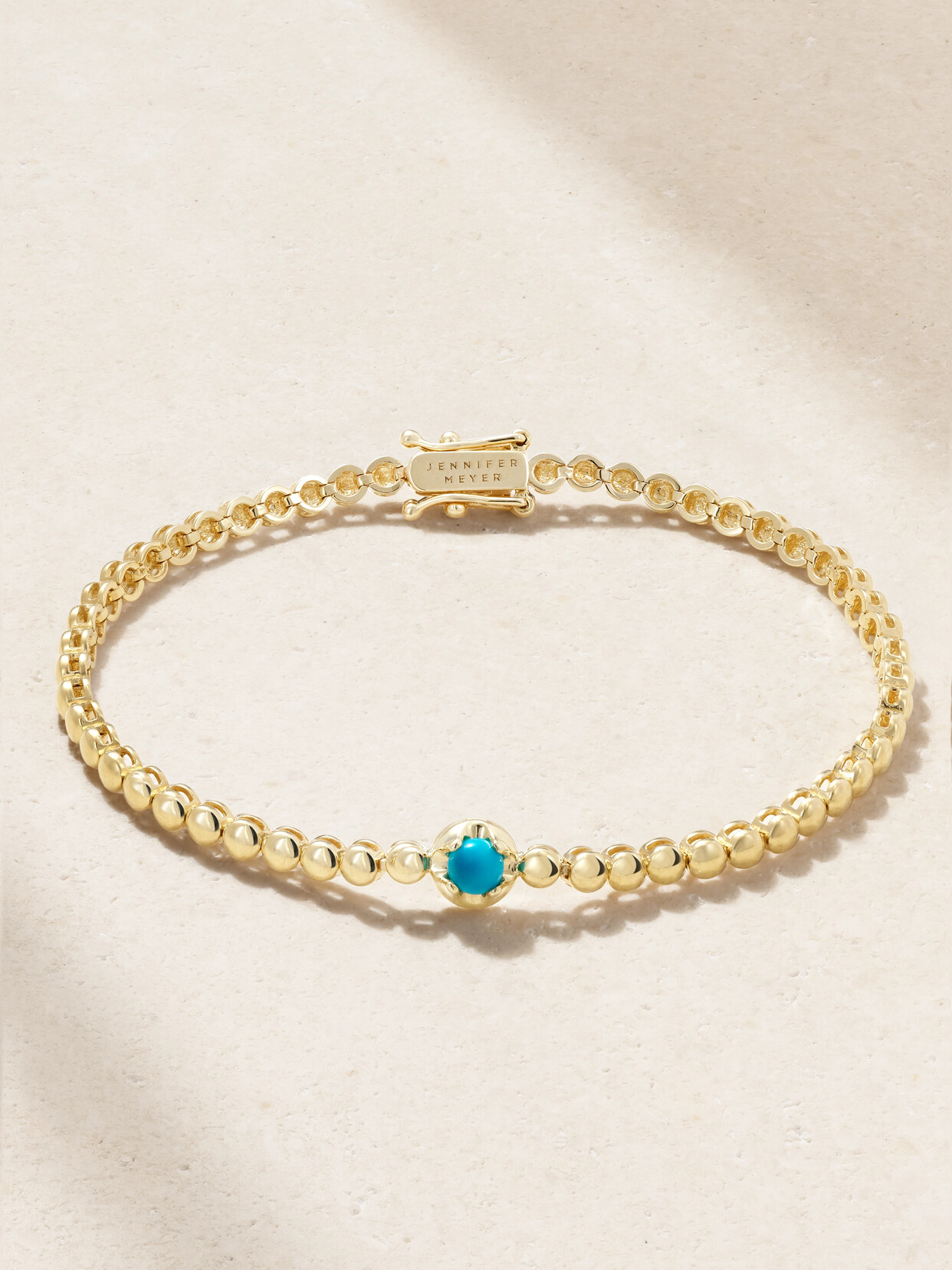 Jennifer Meyer Mini Bezel 18-karat Gold Turquoise Tennis Bracelet