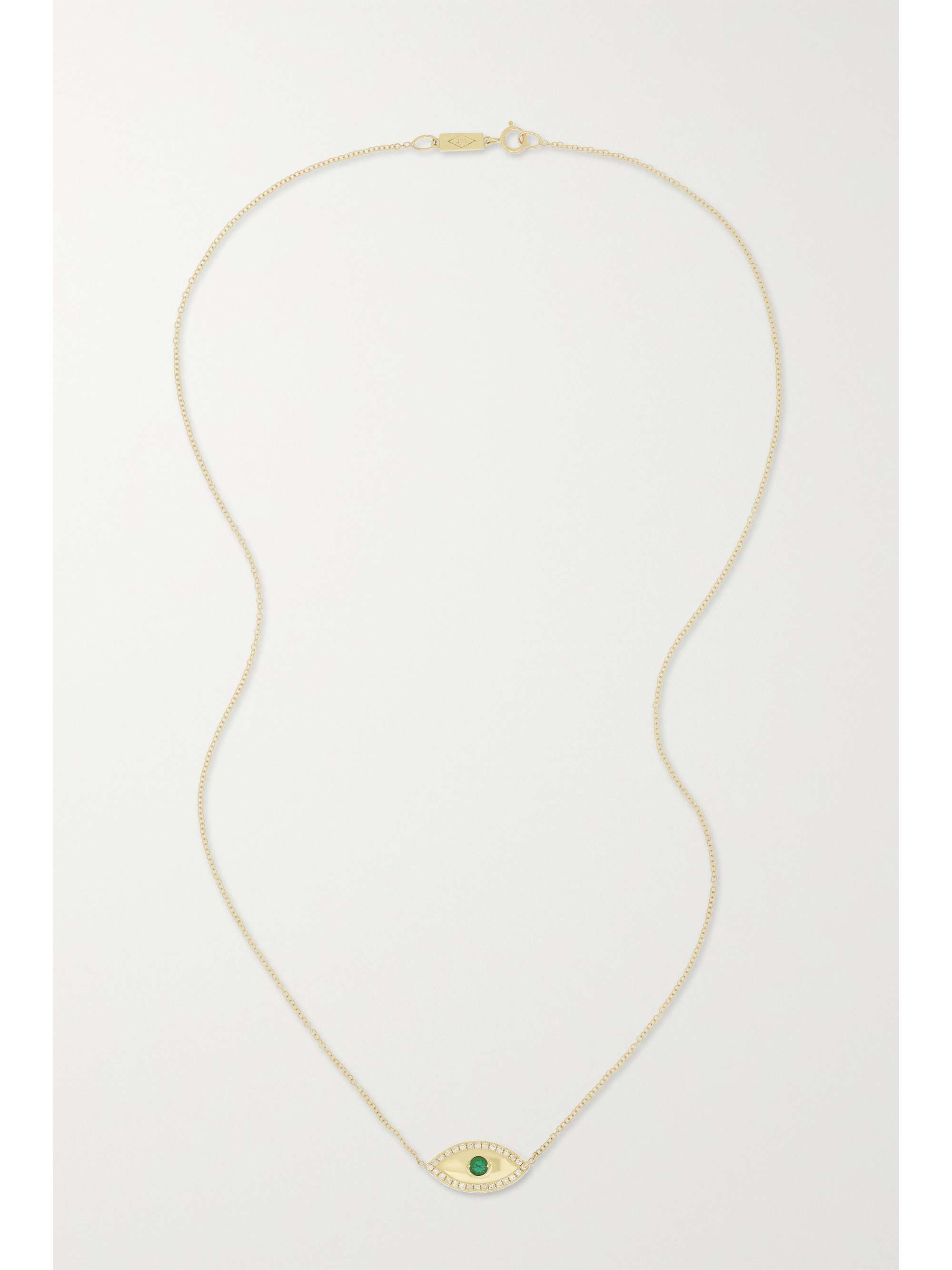 JENNIFER MEYER Medium Evil Eye 18-karat gold, diamond and emerald necklace
