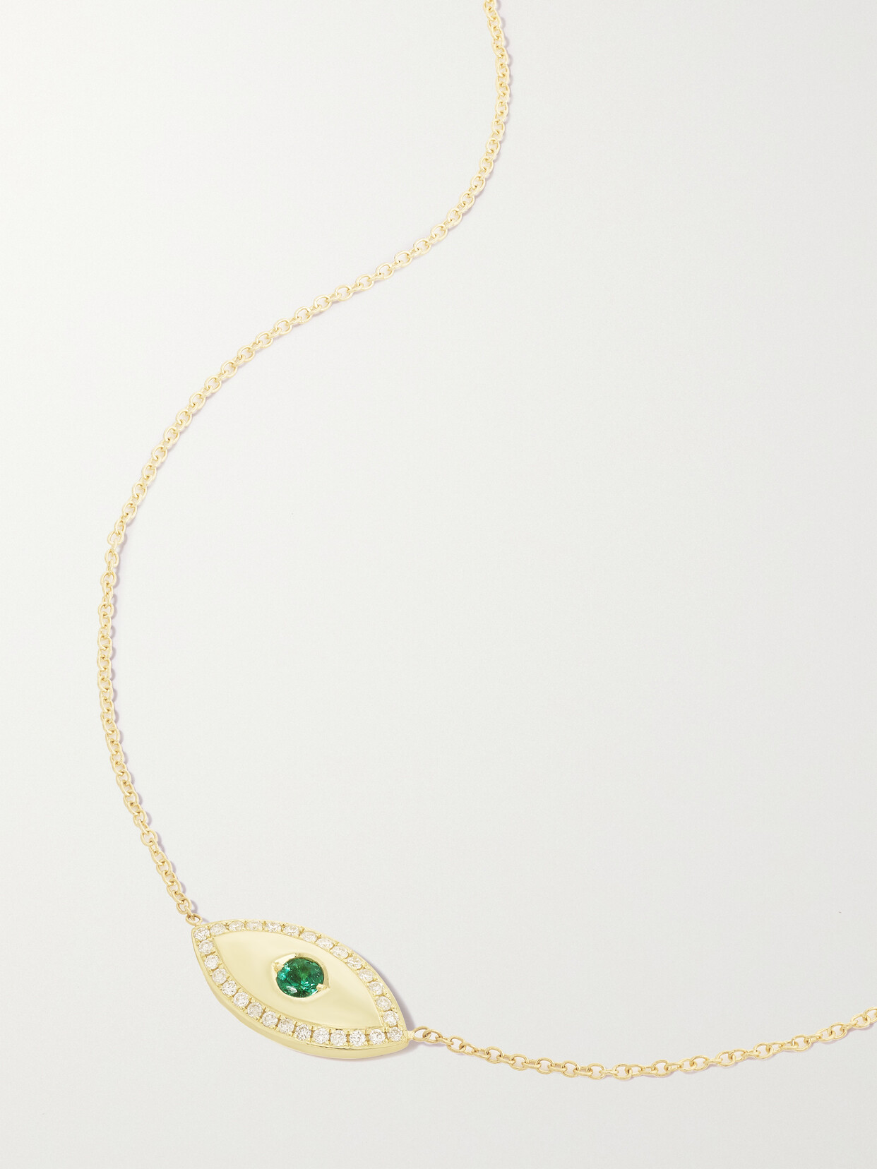 Jennifer Meyer Medium Evil Eye 18-karat Gold, Diamond And Emerald Necklace