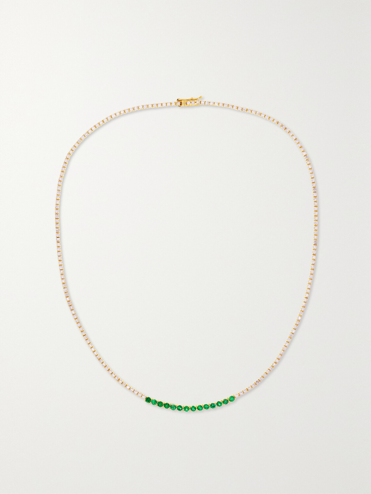 Jennifer Meyer - 18-karat Gold, Diamond And Emerald Tennis Necklace - one size