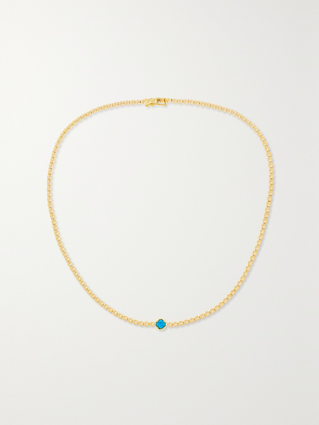 Jennifer Meyer - Mini Bezel 18-karat Gold Turquoise Tennis Necklace - Blue