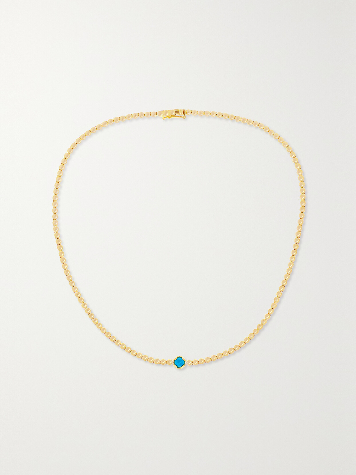 Jennifer Meyer Mini Bezel 18-karat Gold Turquoise Tennis Necklace