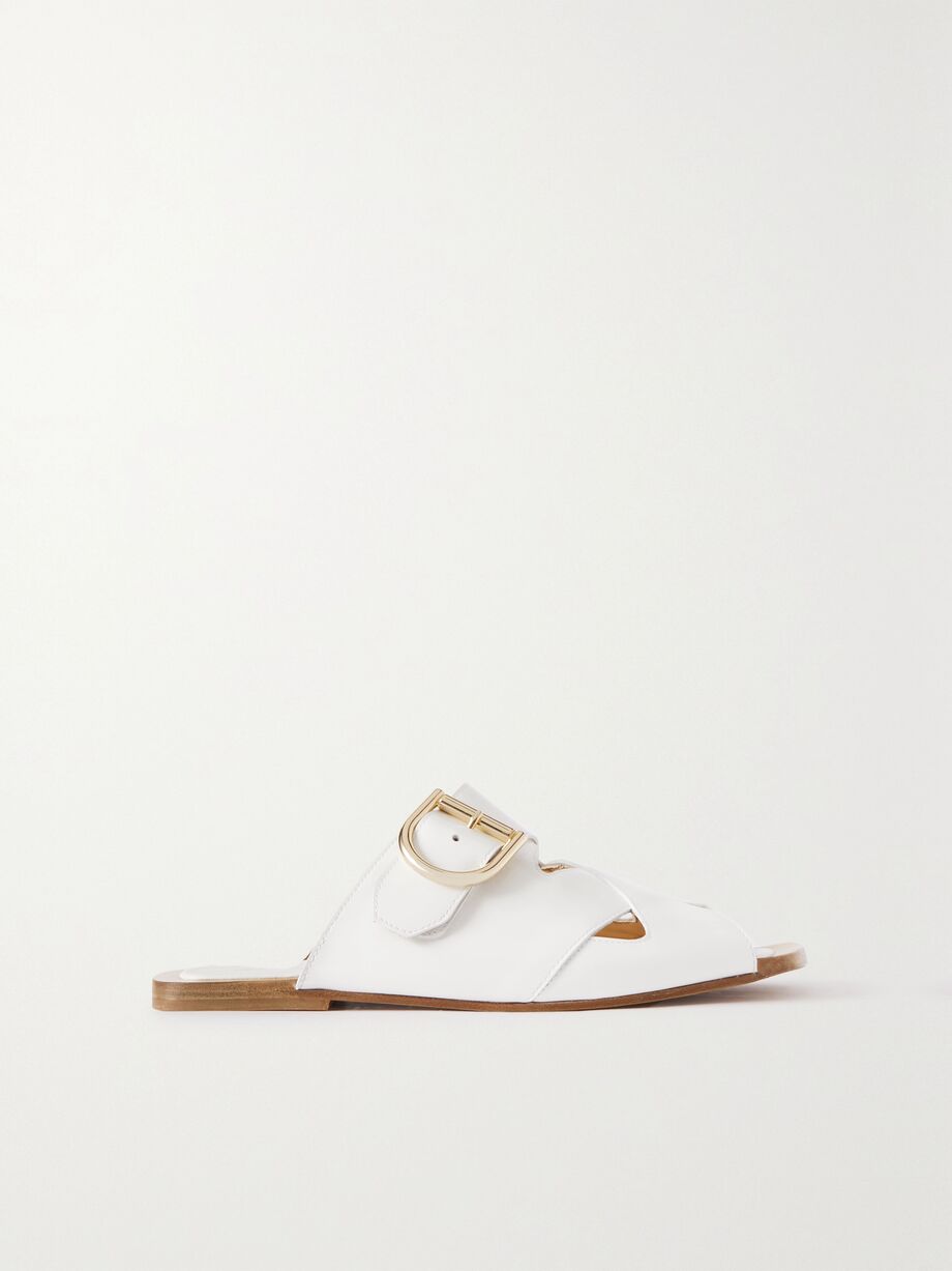Buckled leather slides, Dries Van Noten