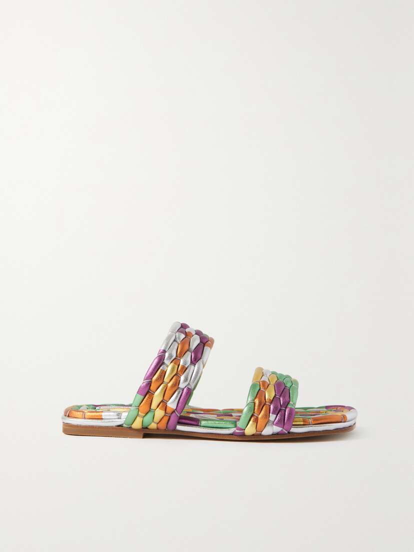 Dries Van Noten Metallic Woven Leather Sandals