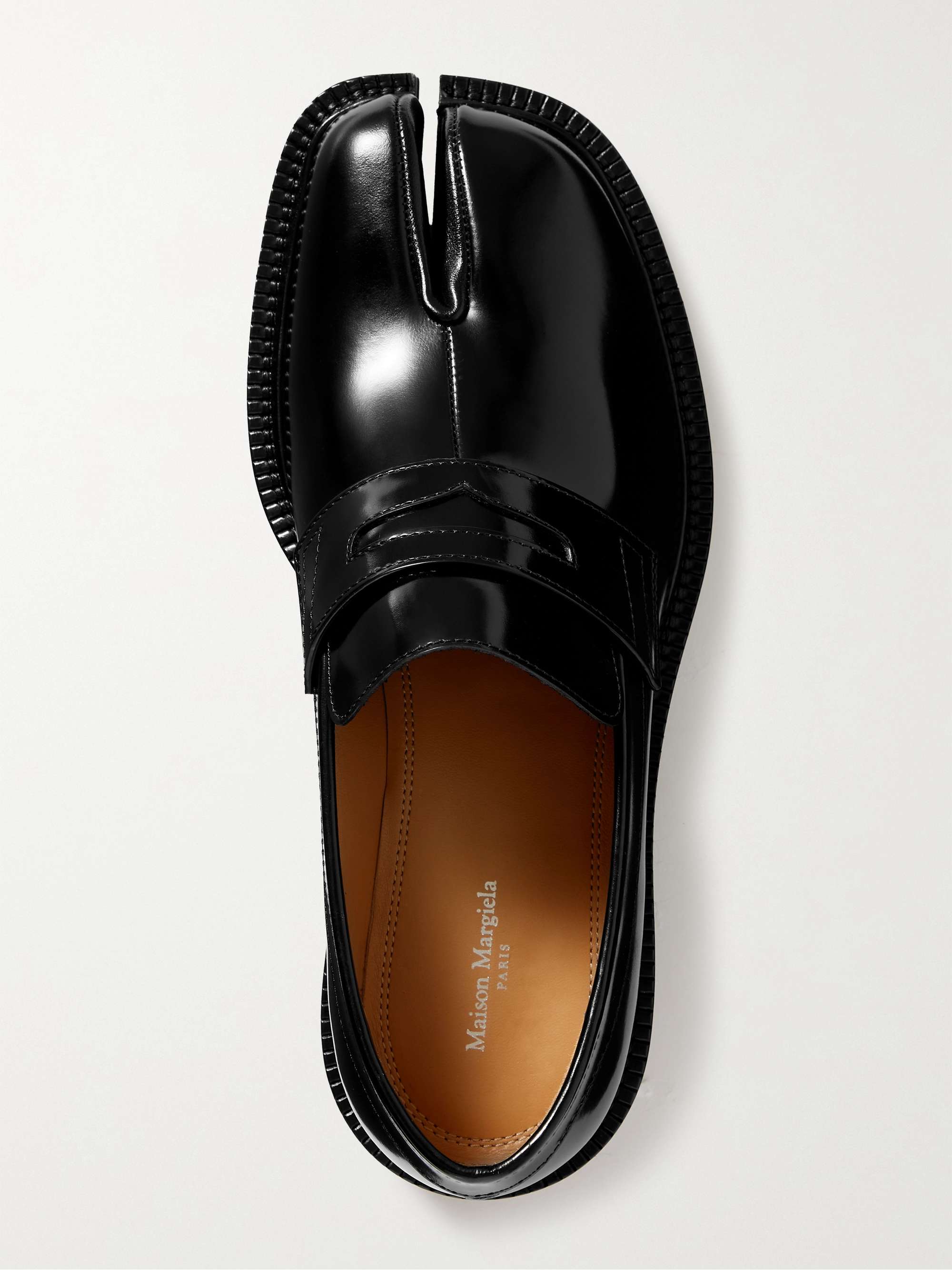 MAISON MARGIELA Tabi split-toe glossed-leather loafers | NET-A-PORTER