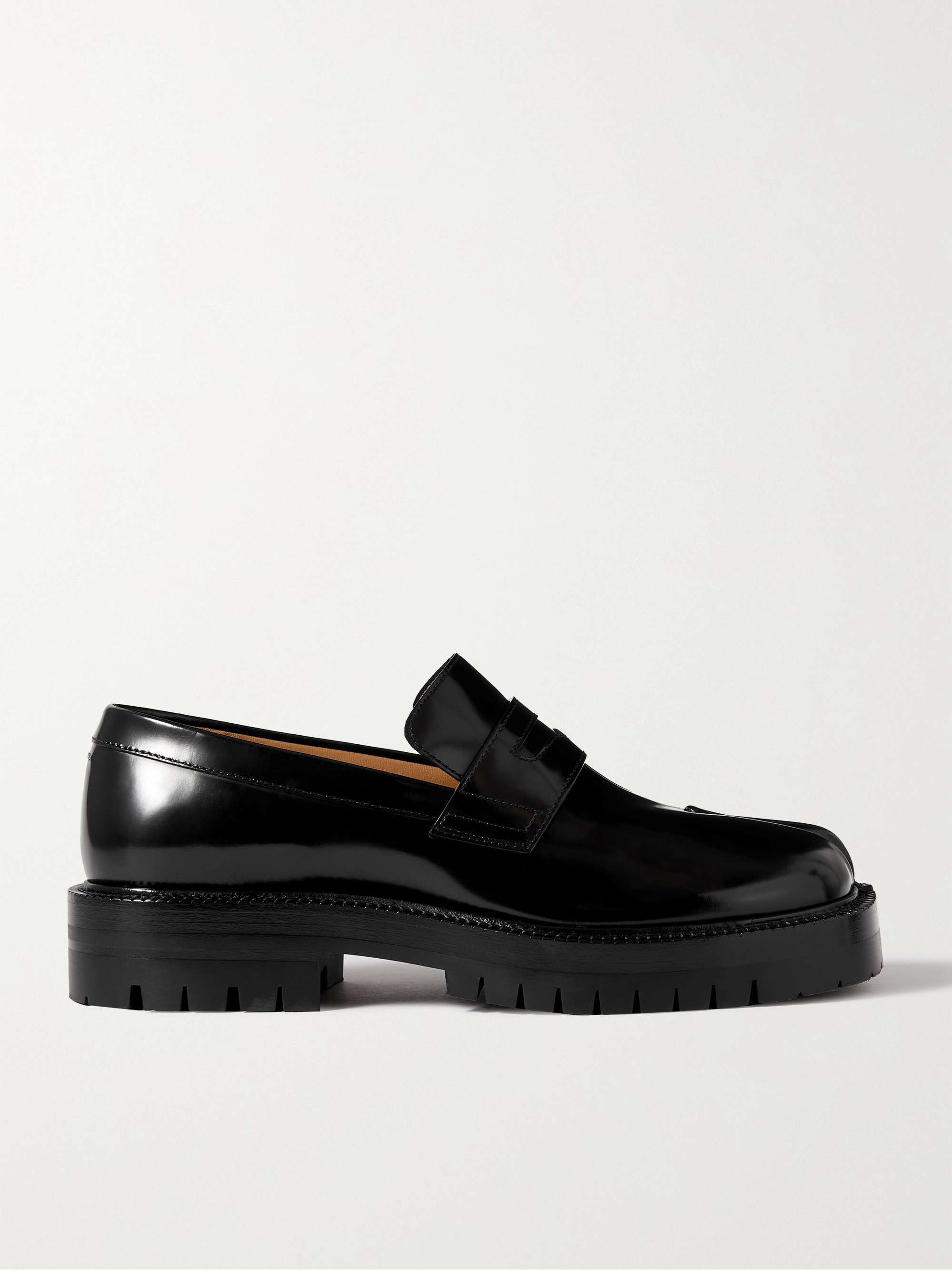 MAISON MARGIELA Tabi split toe glossed leather loafers NET A PORTER