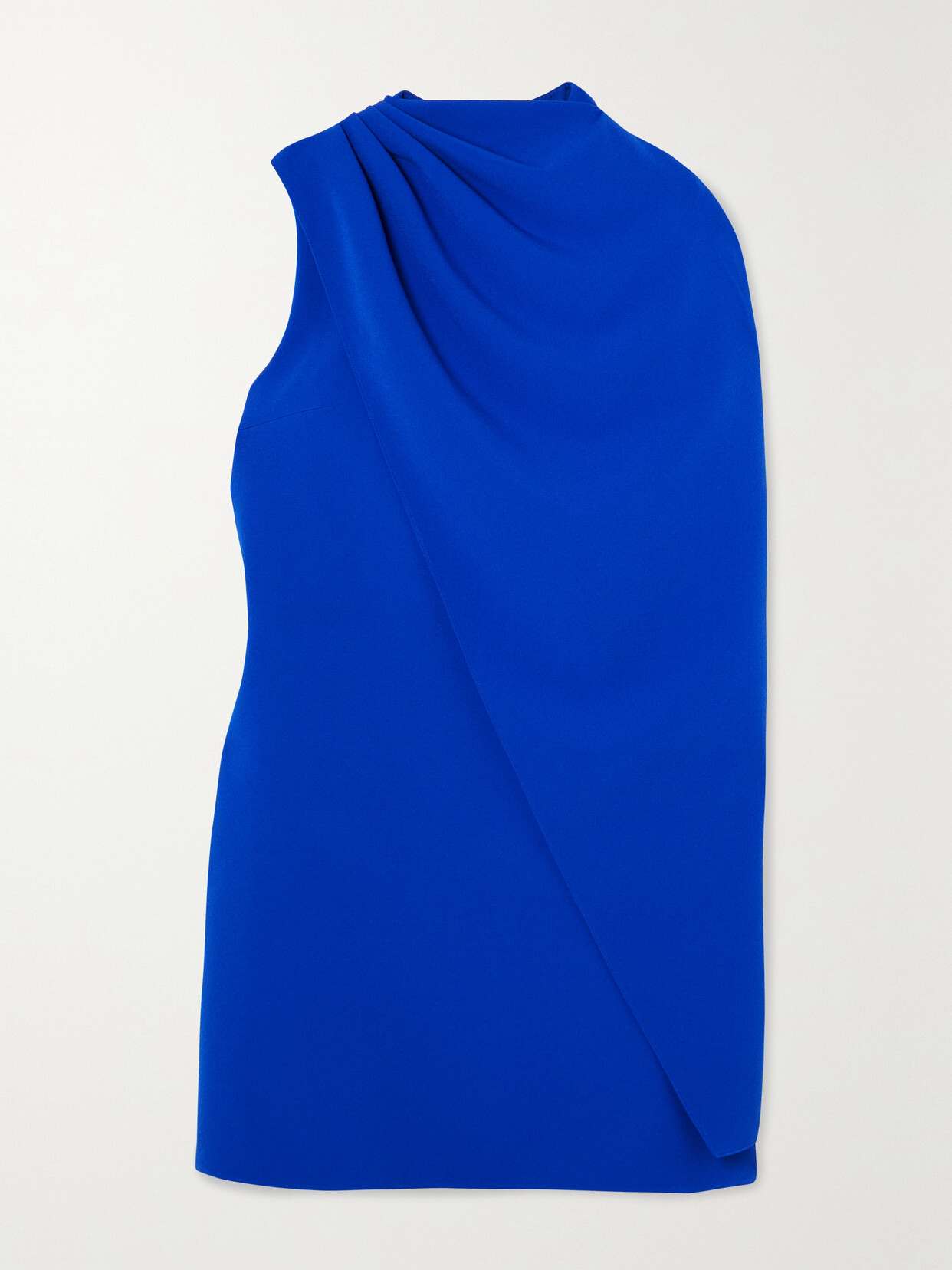 Safiyaa - Margareta Asymmetric Cape-effect Crepe Mini Dress - Blue