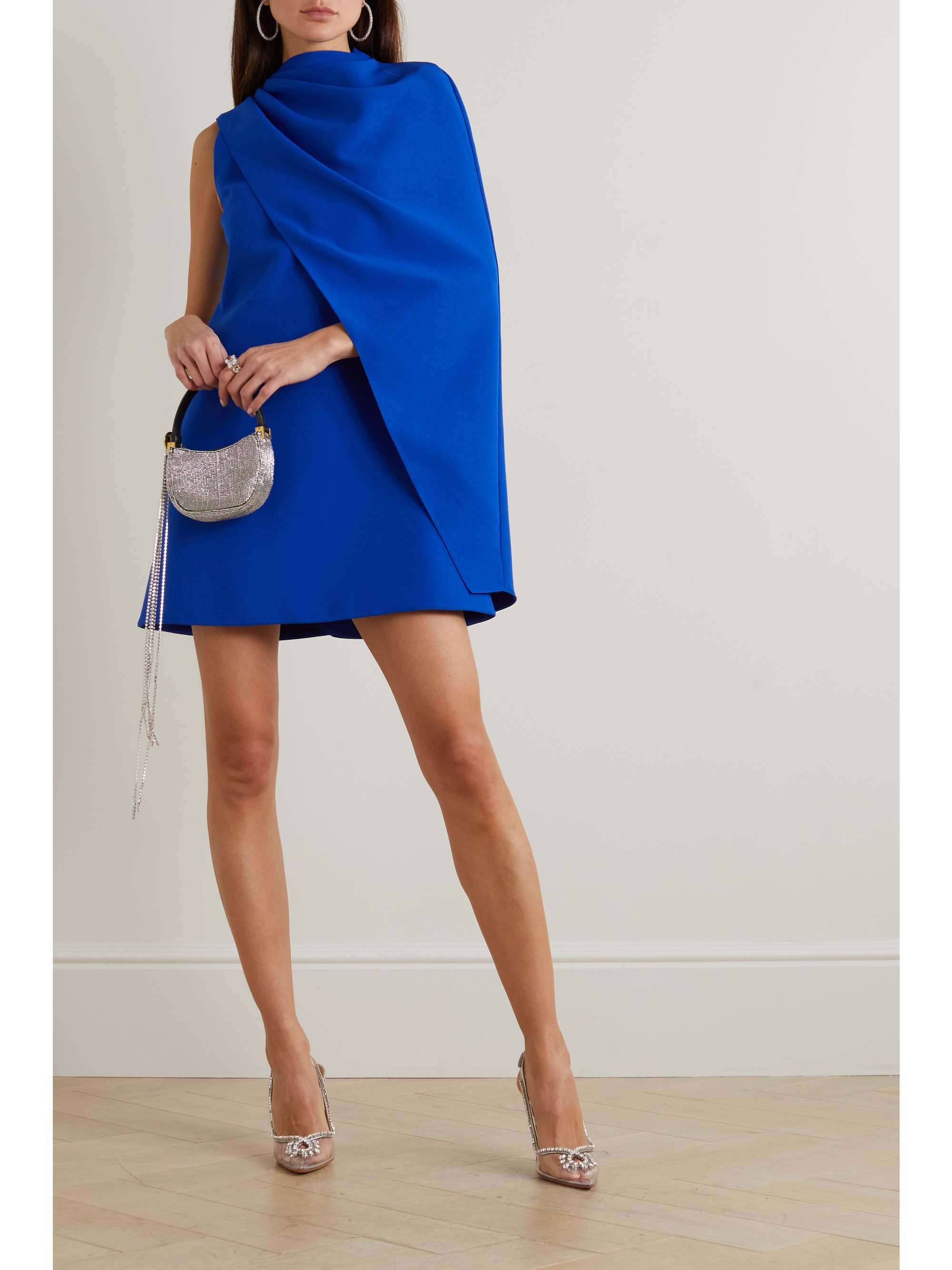 SAFIYAA Margareta asymmetric cape-effect crepe mini dress