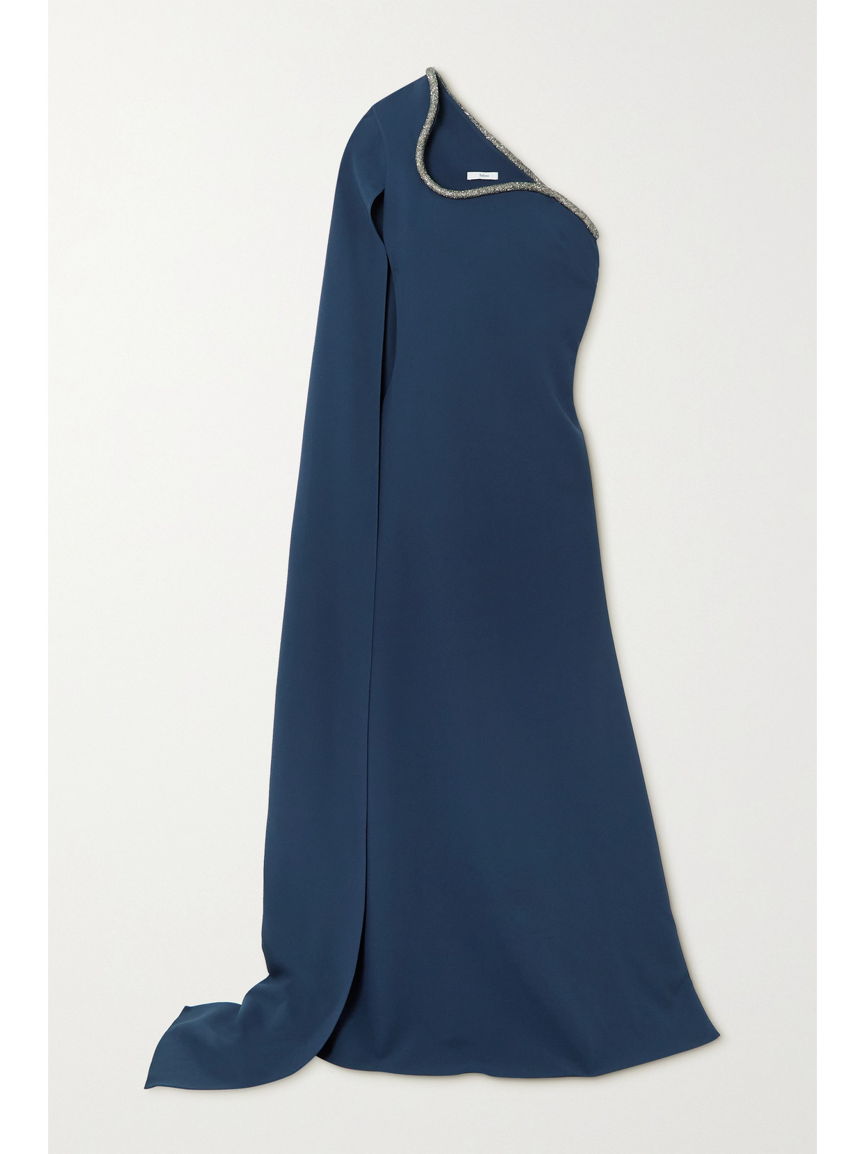 Safiyaa - Nouvella Cape-effect Crystal-embellished Stretch-crepe Gown - Blue