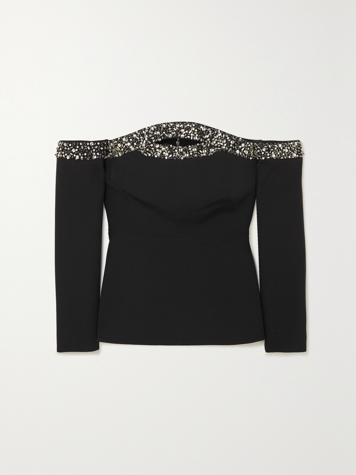 Safiyaa - Roisin Off-the-shoulder Cutout Embellished Crepe Top - Black