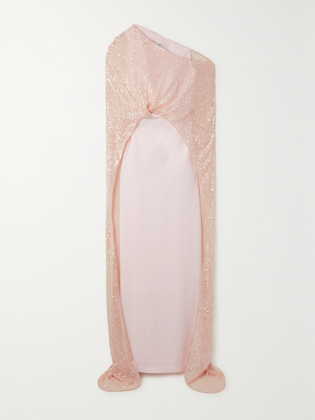 Safiyaa - Cadenza One-shoulder Cape-effect Sequined Tulle And Crepe Gown - Pink