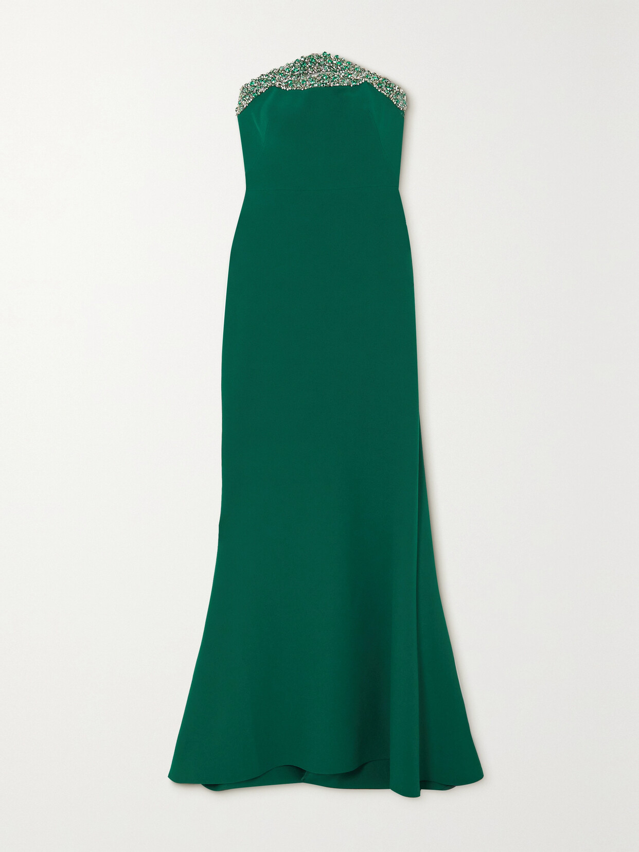 Safiyaa - Donatella Crystal-embellished Strapless Stretch-crepe Gown - Green