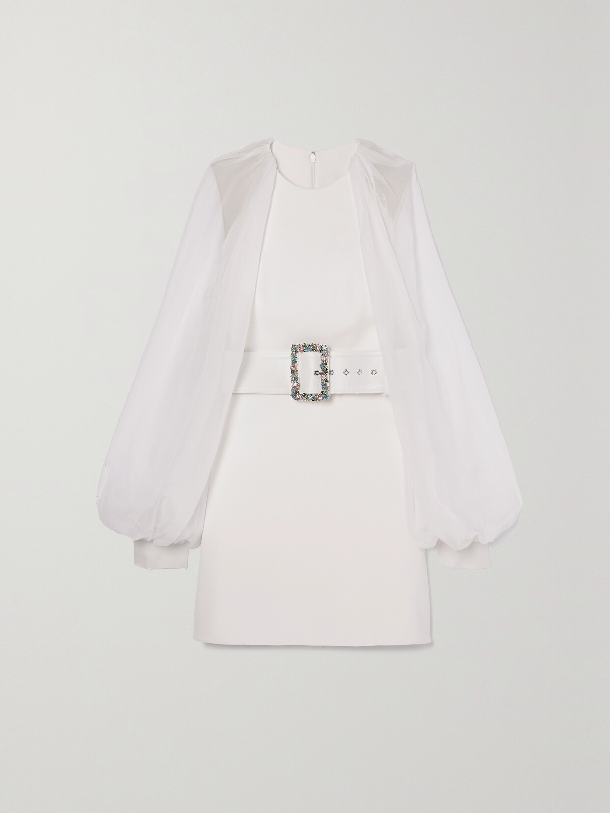 Safiyaa - Caoimhe Belted Embellished Stretch-crepe And Silk-chiffon Top - Ivory