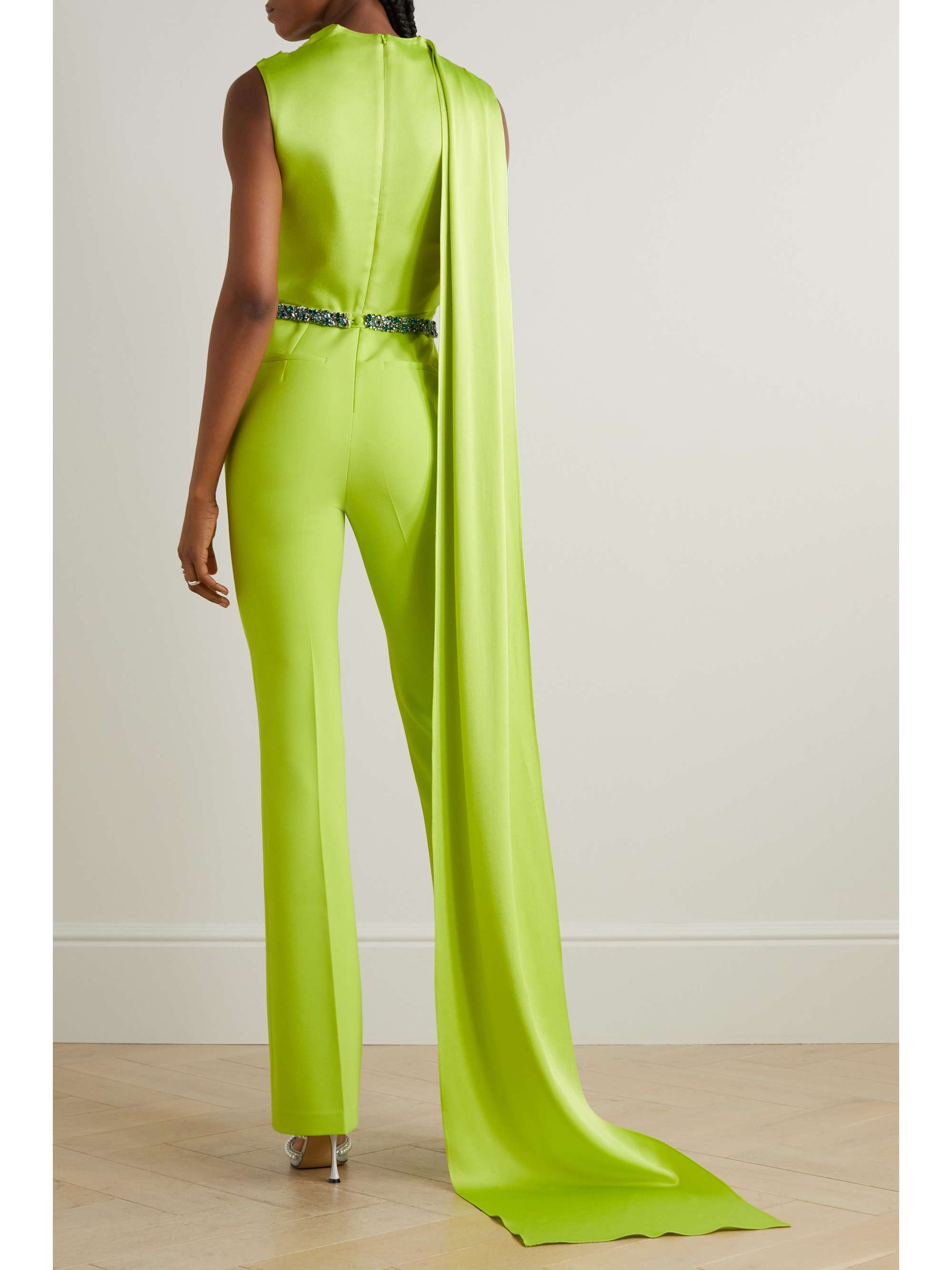 SAFIYAA Cara draped satin and crepe jumpsuit